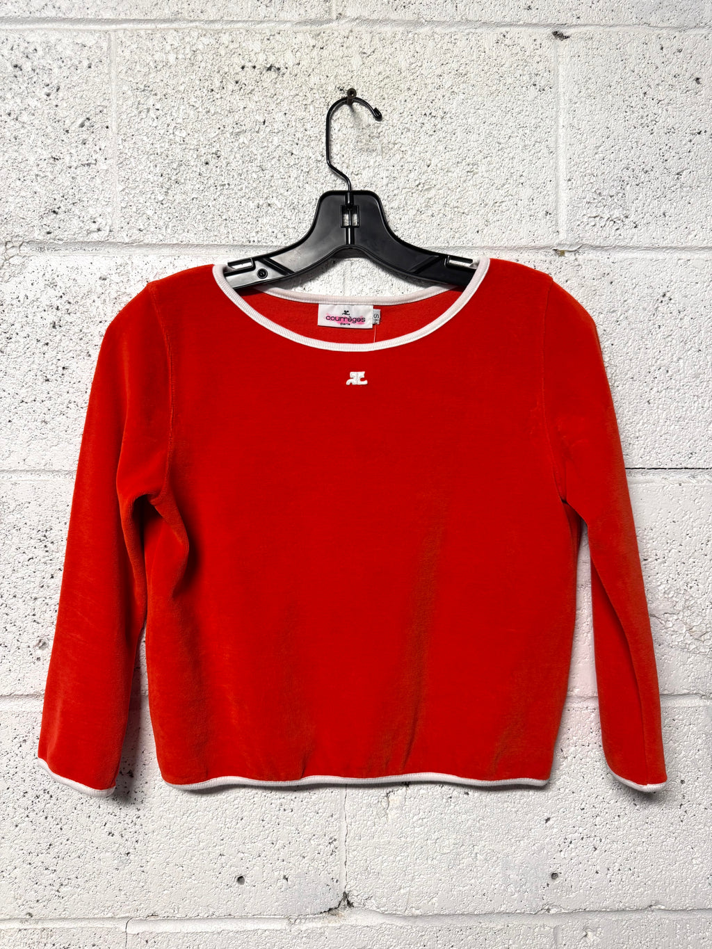 Top rouge velours Courrèges