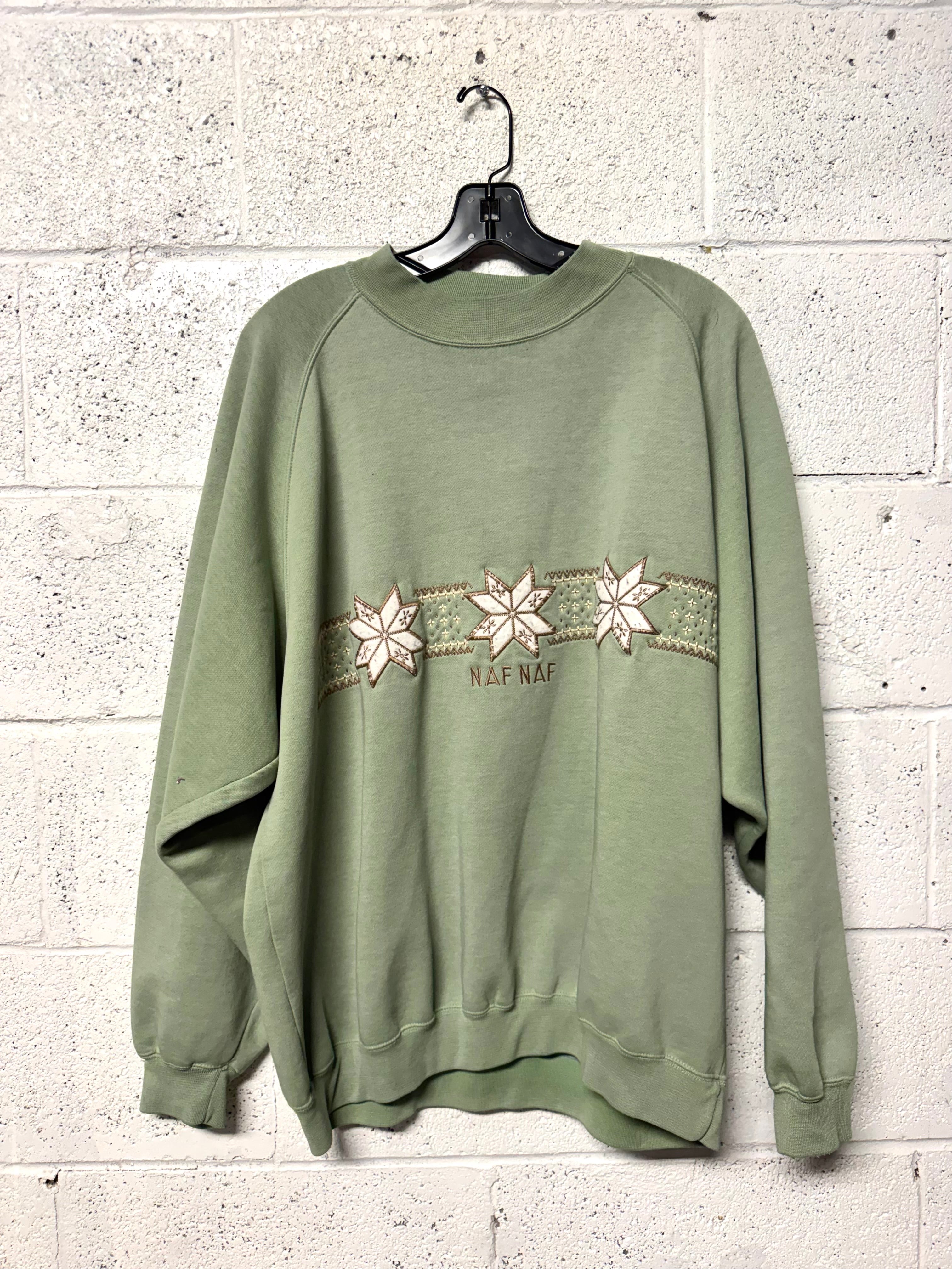 Coton ouaté vert broderie hivernale Naf Naf