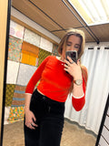 Top rouge velours Courrèges