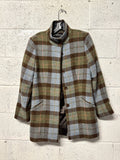Veste courte Lainage carreau bleu vert marron Cacharel