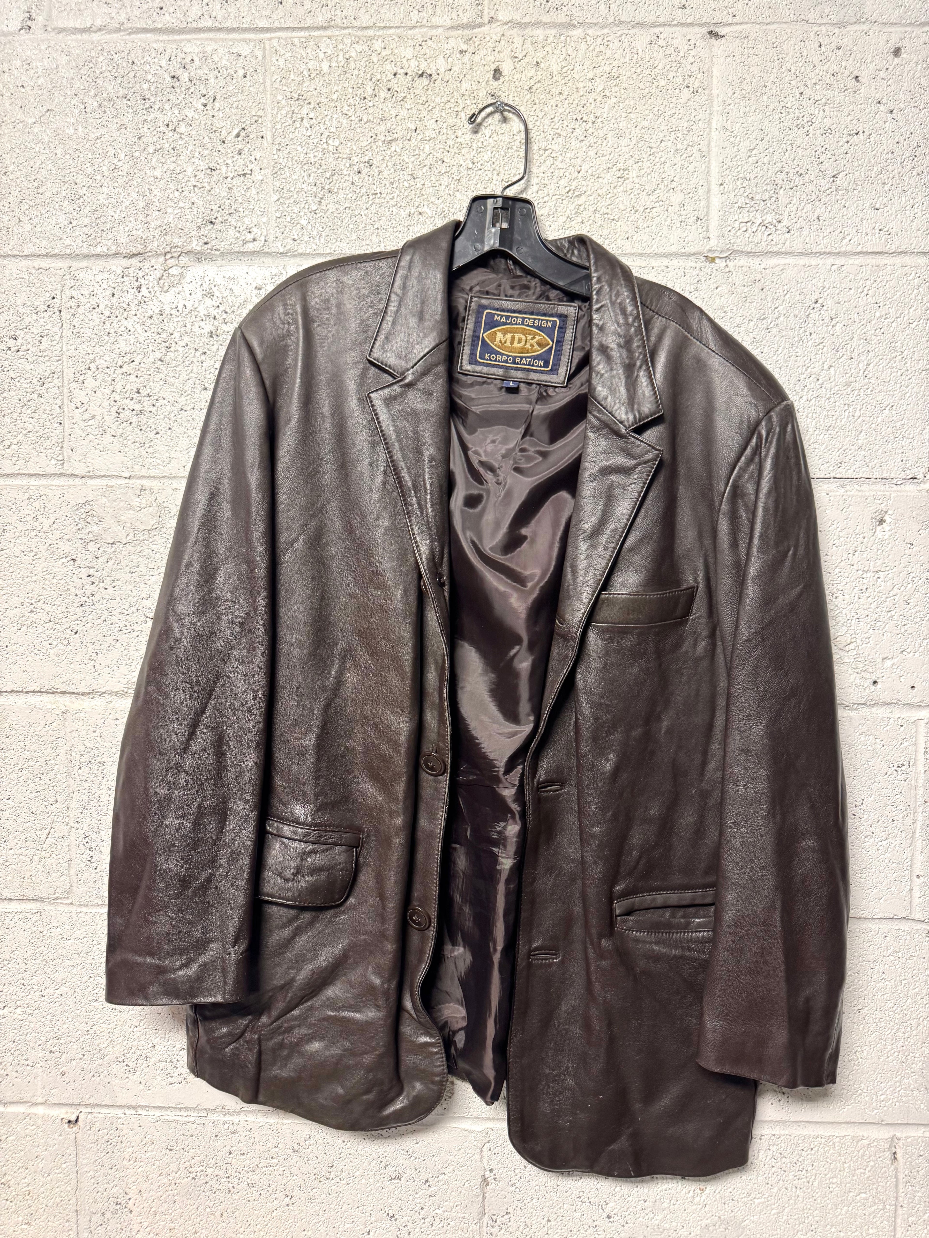 Veste en Cuir MDK Marron Foncé