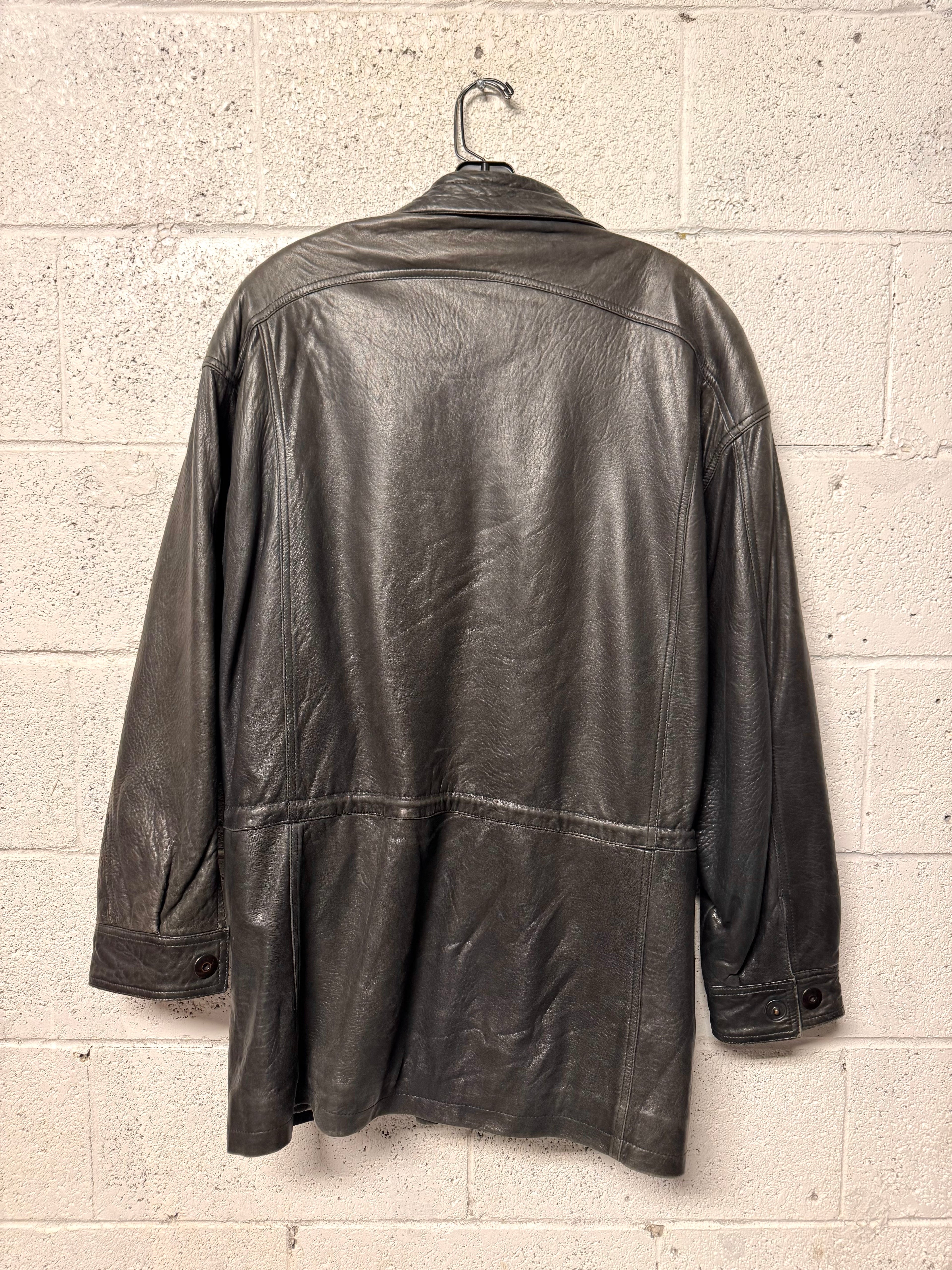 Veste en cuir Kapraun. Motif cachemire