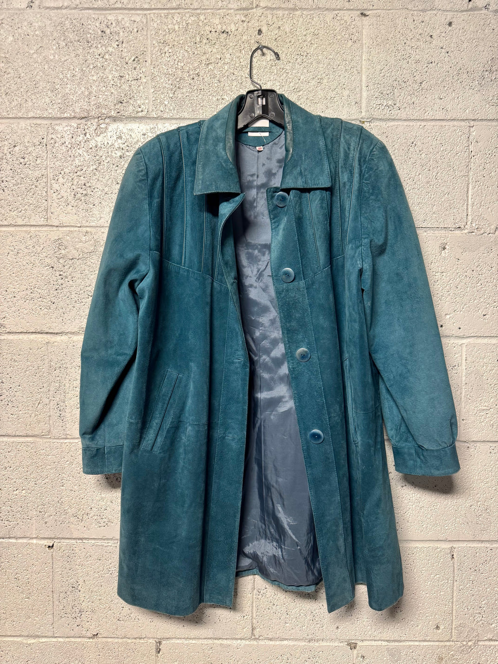 Veste en Cuir Bleu-Vert Hercopell Années 90