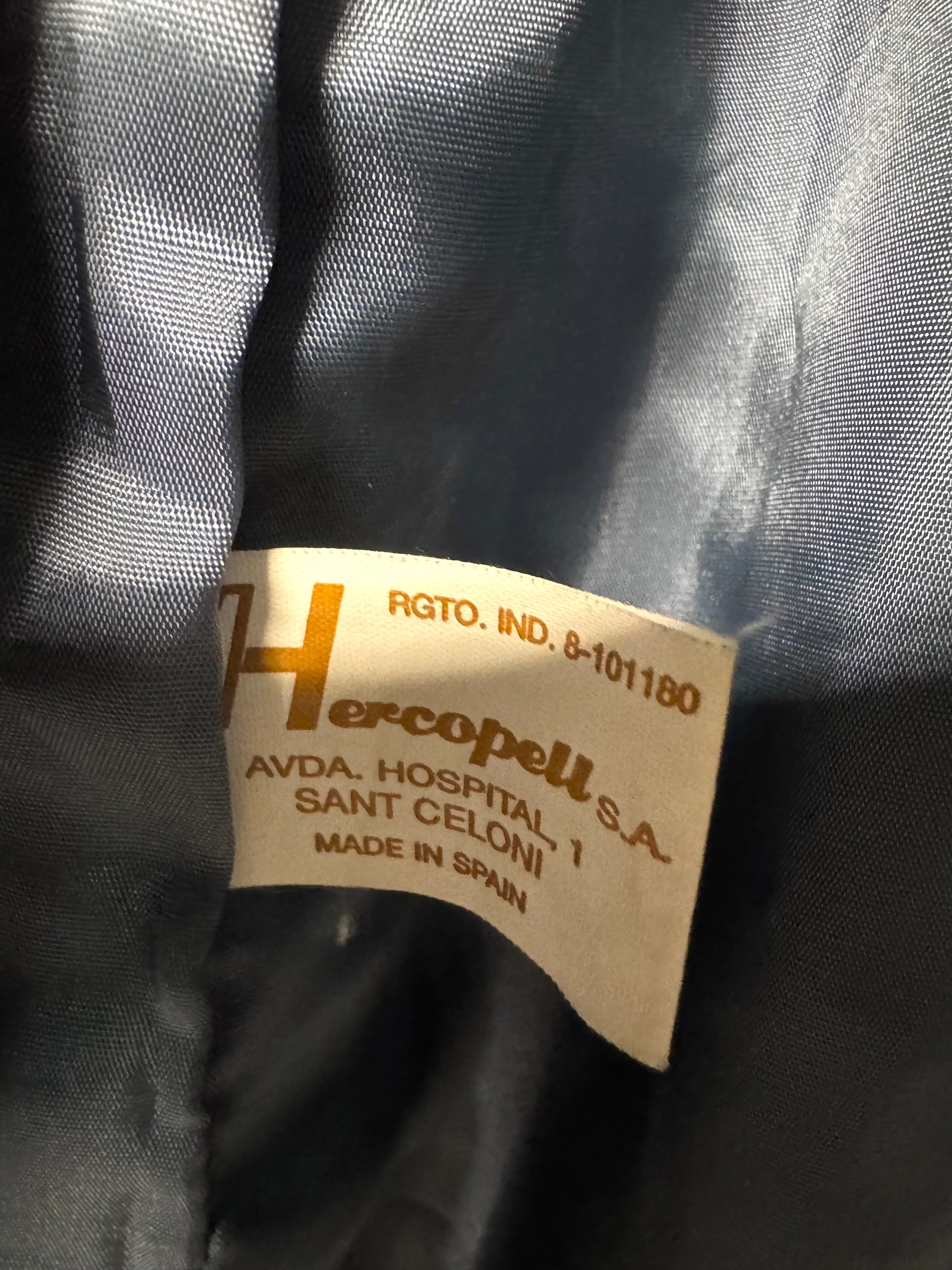 Veste en Cuir Bleu-Vert Hercopell Années 90