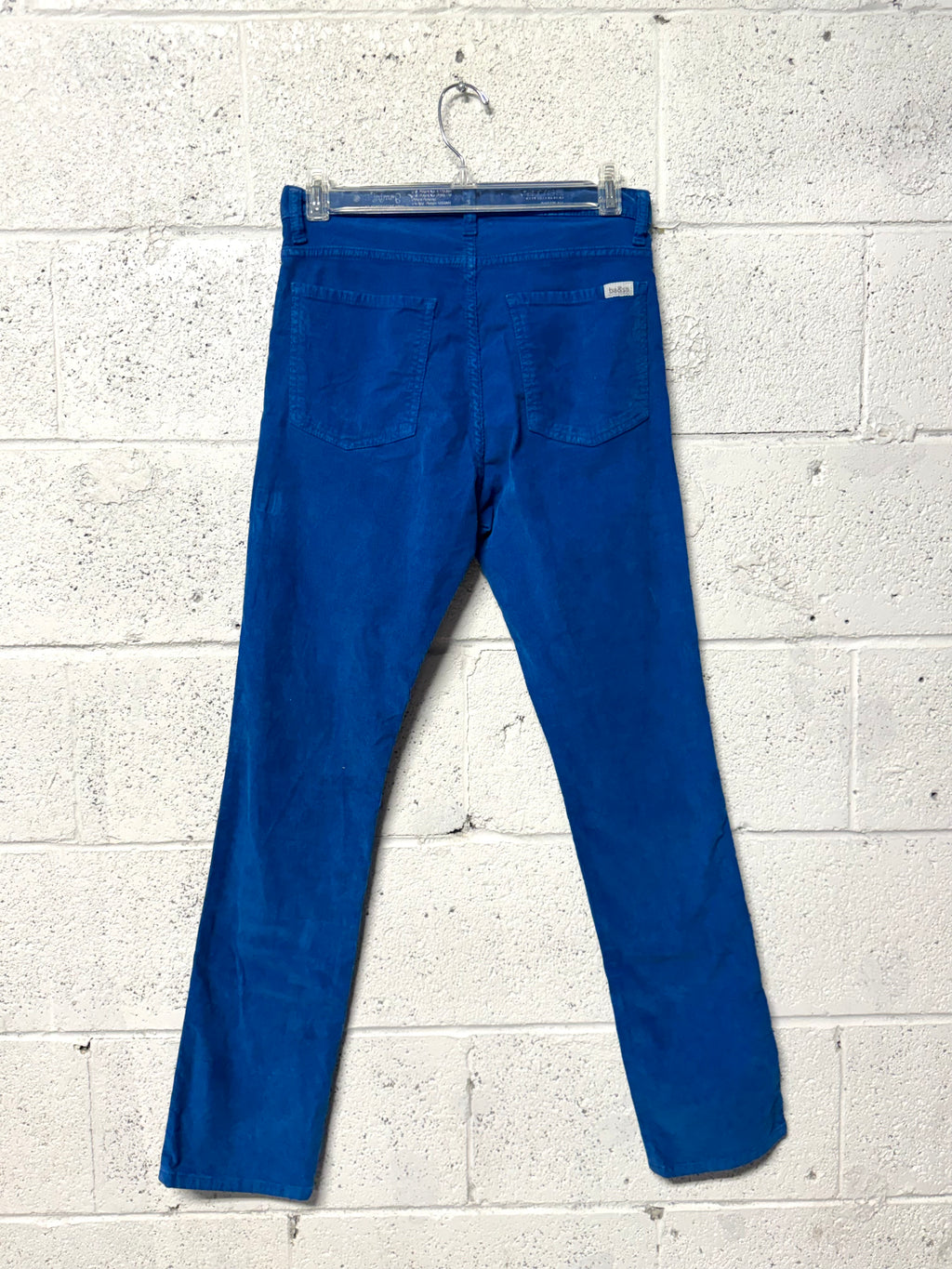 Jeans velour slim taille haute bleu vif Bash