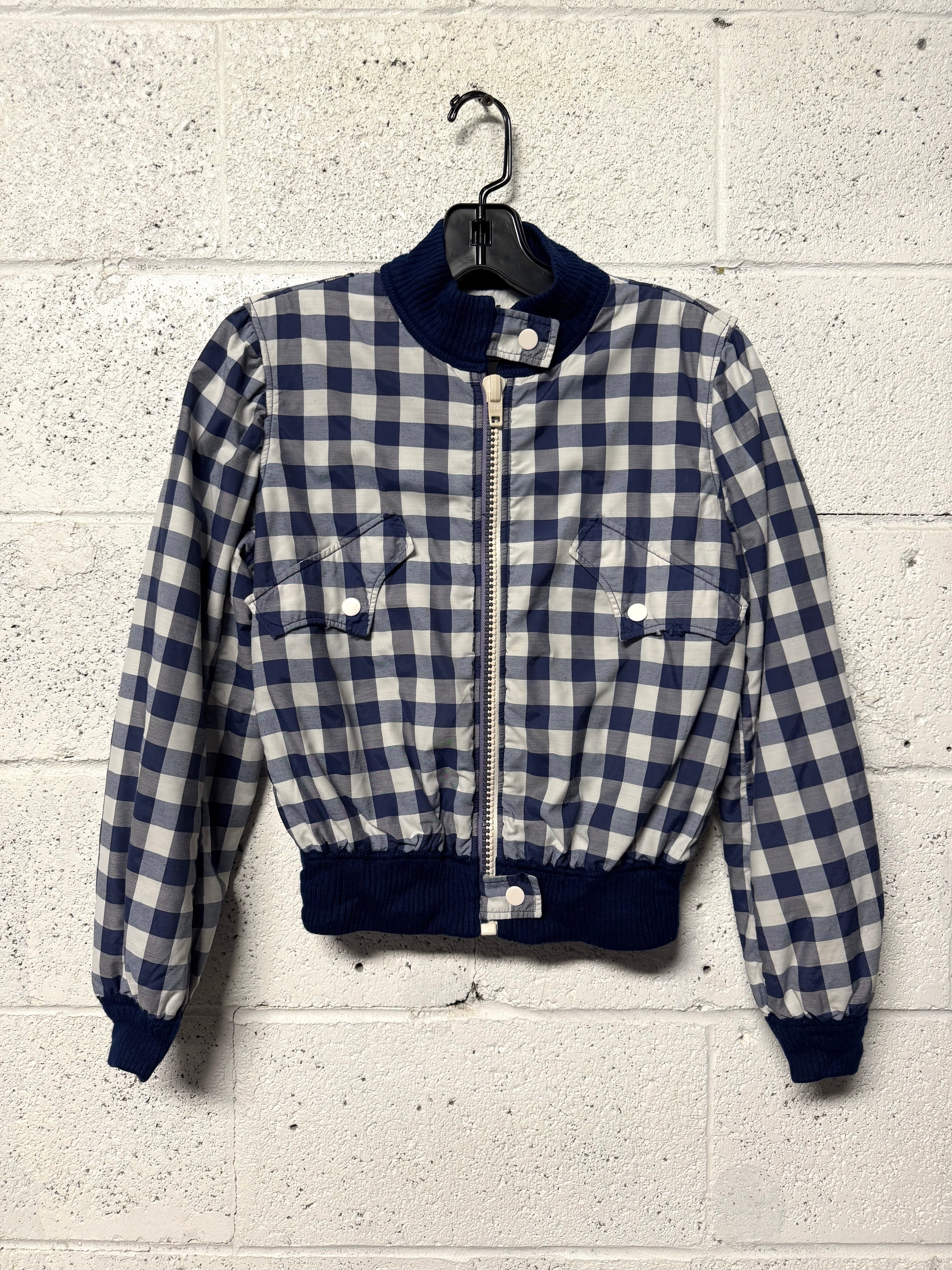 Blouson carreaux crop Courrèges