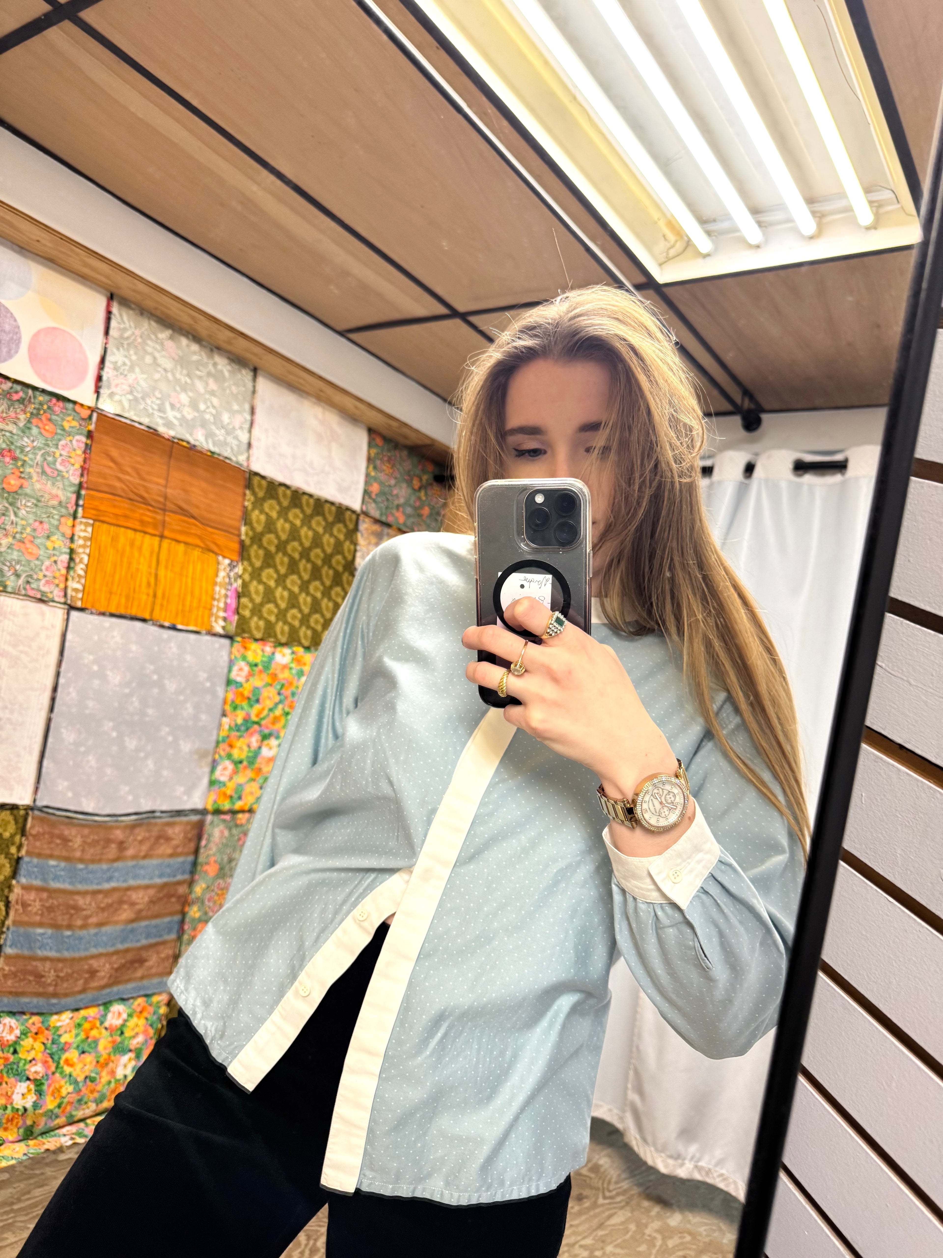 Chemise bicolore pois Courrèges