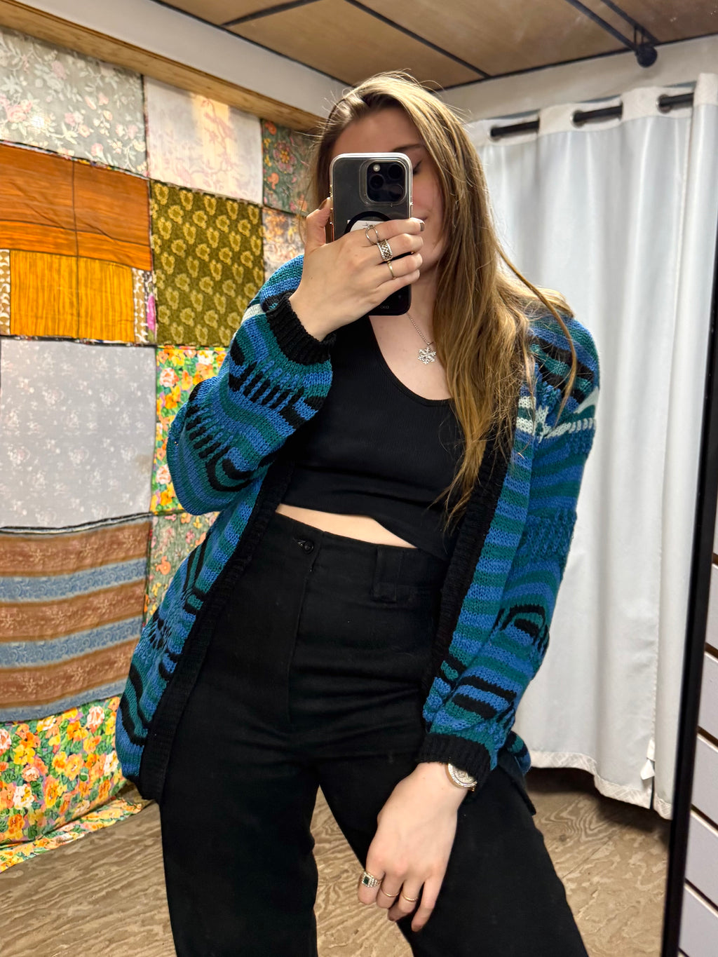 Cardigan Sandro Bleu et Vert