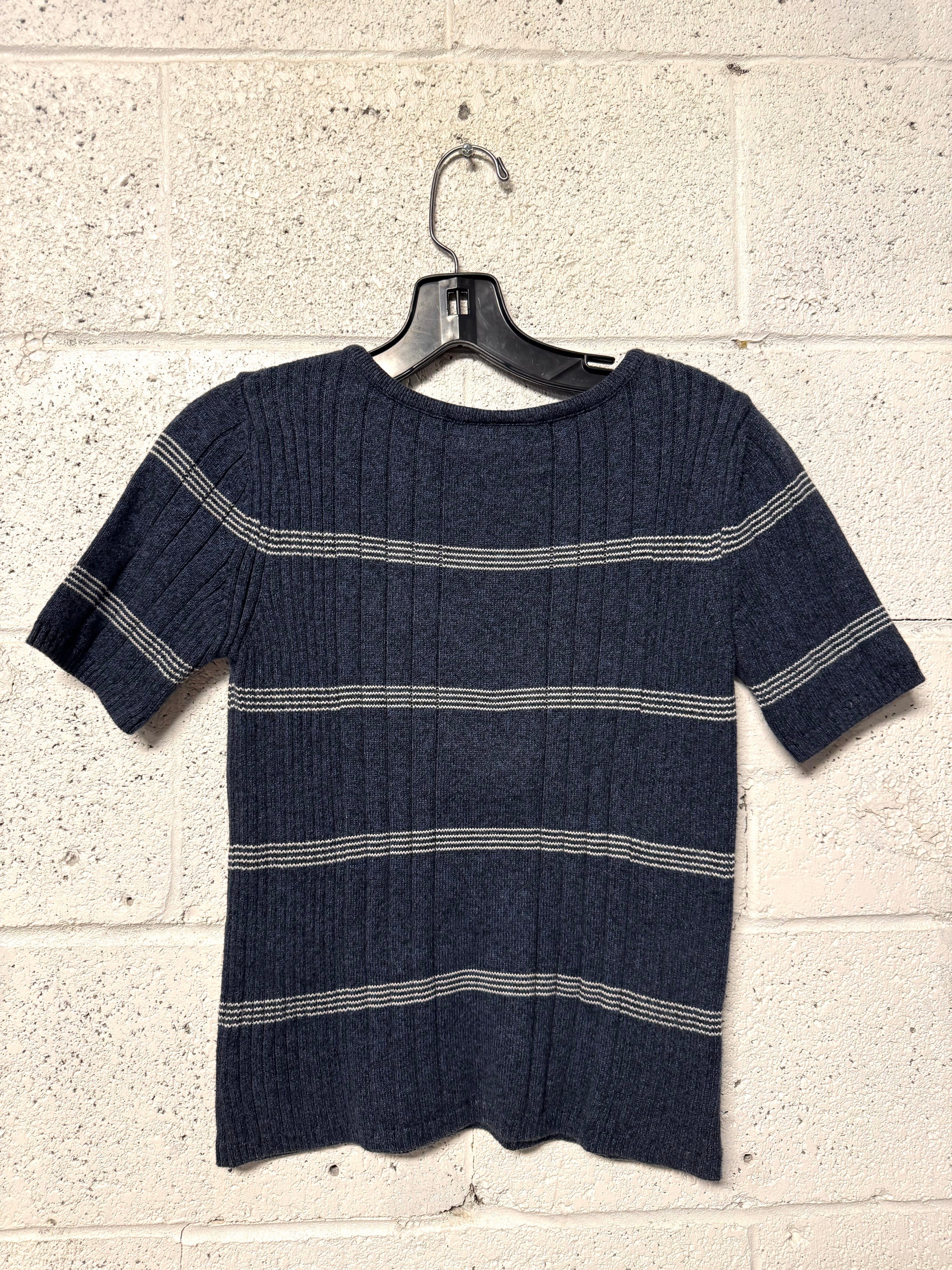 T-shirt tricot bleu et blanc Lacoste