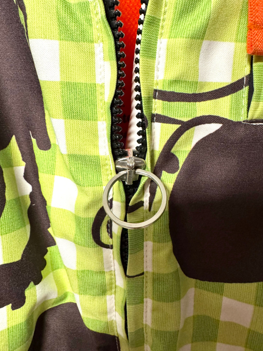 Veste Courte de ski imprimé carreau vert pomme et blanc Castelbajac-Rossignol