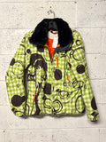 Veste Courte de ski imprimé carreau vert pomme et blanc Castelbajac-Rossignol