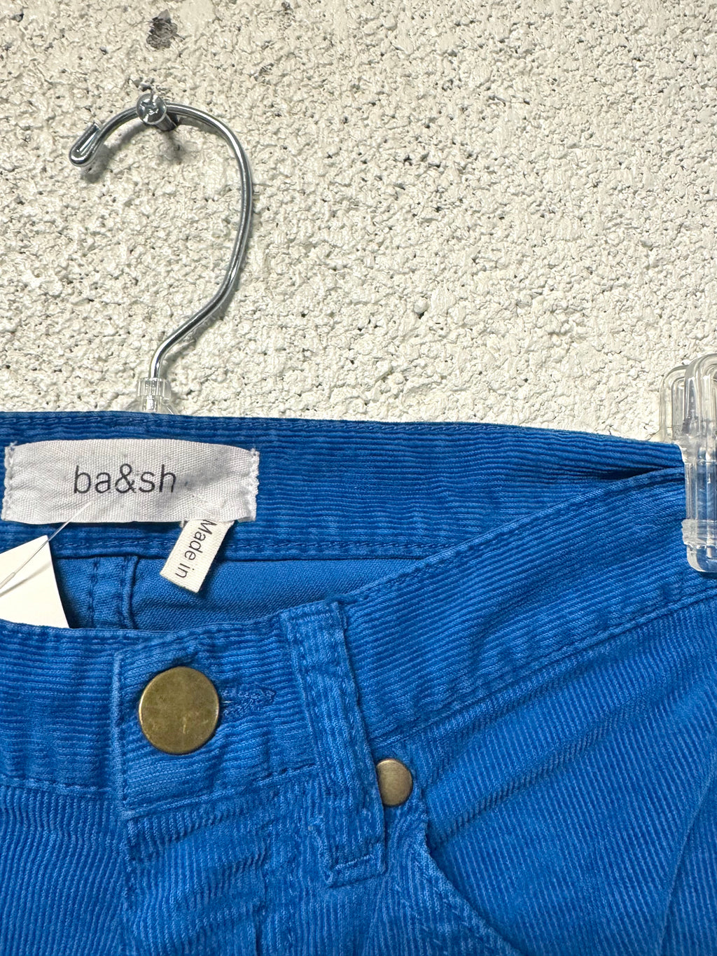 Jeans velour slim taille haute bleu vif Bash