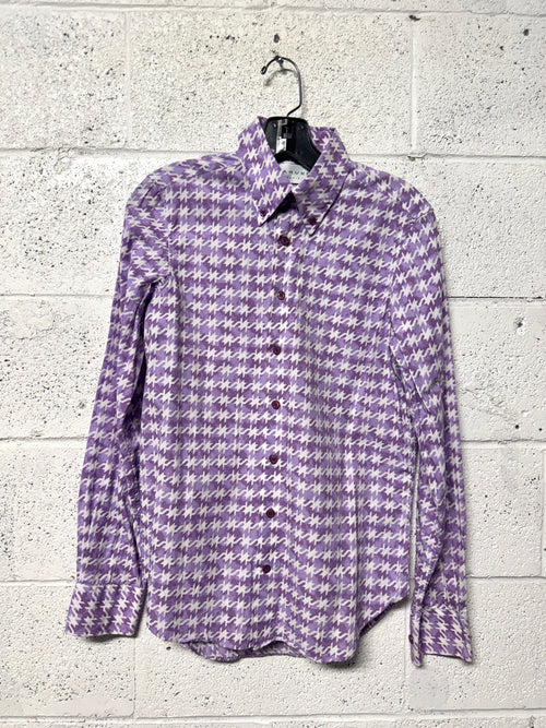 Chemise imprimé pied de poule violet et blanc Carven Paris