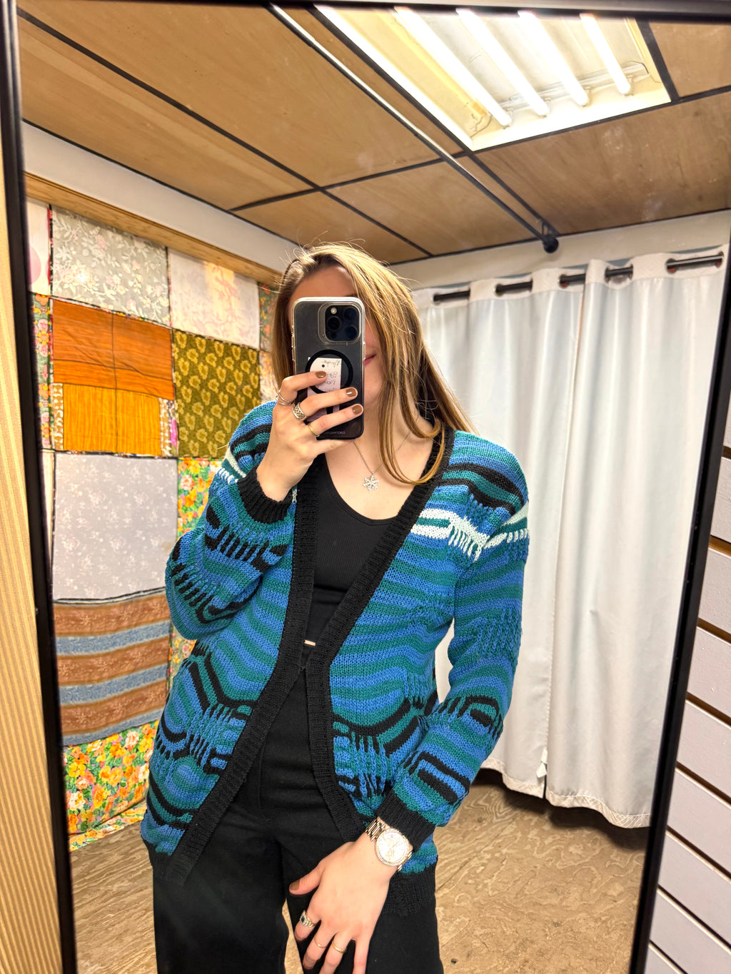 Cardigan Sandro Bleu et Vert