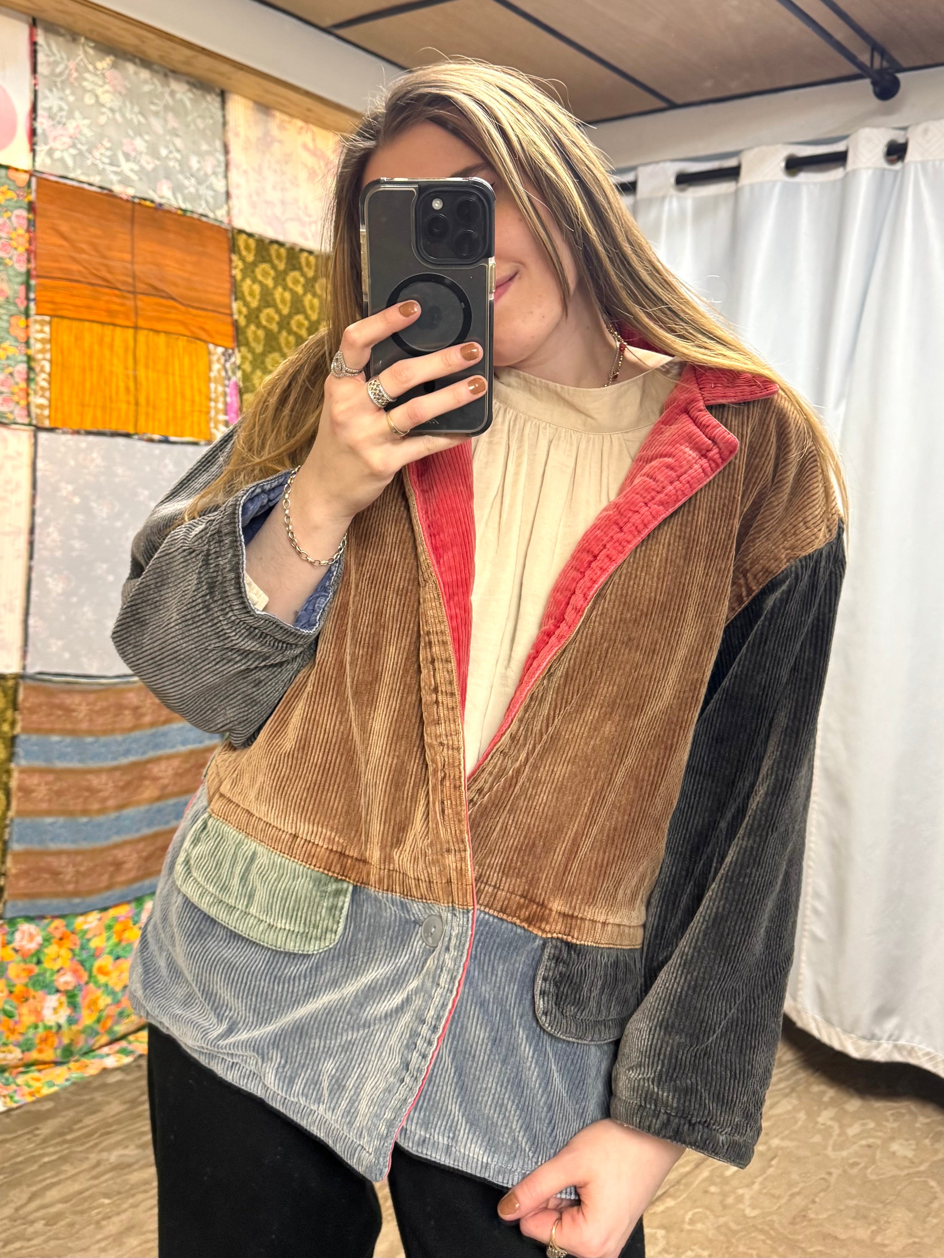 Veste Multicolore Naf Naf Côtelé Années 80