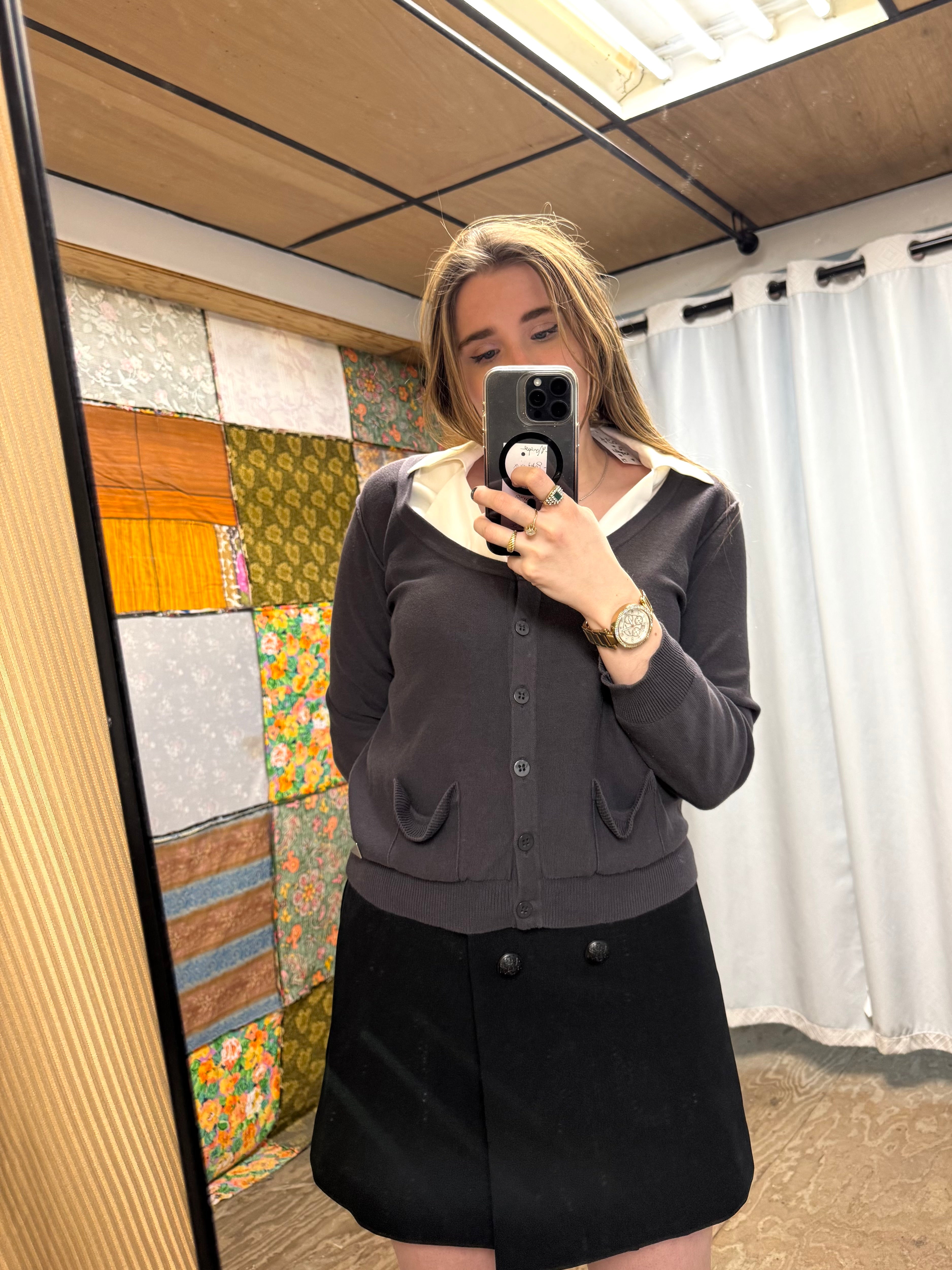 Gilet gris tricot Sonia Rykiel