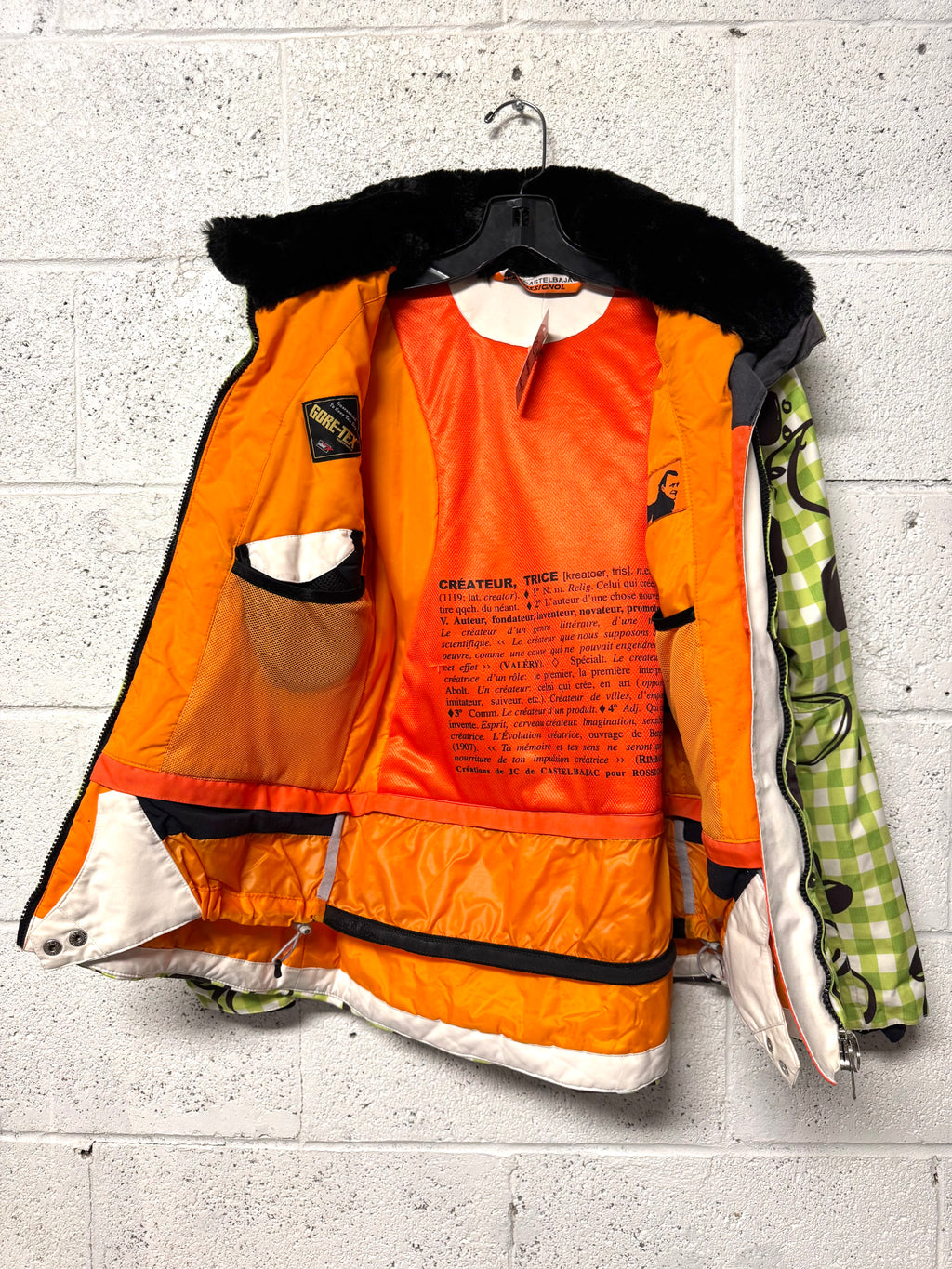 Veste Courte de ski imprimé carreau vert pomme et blanc Castelbajac-Rossignol