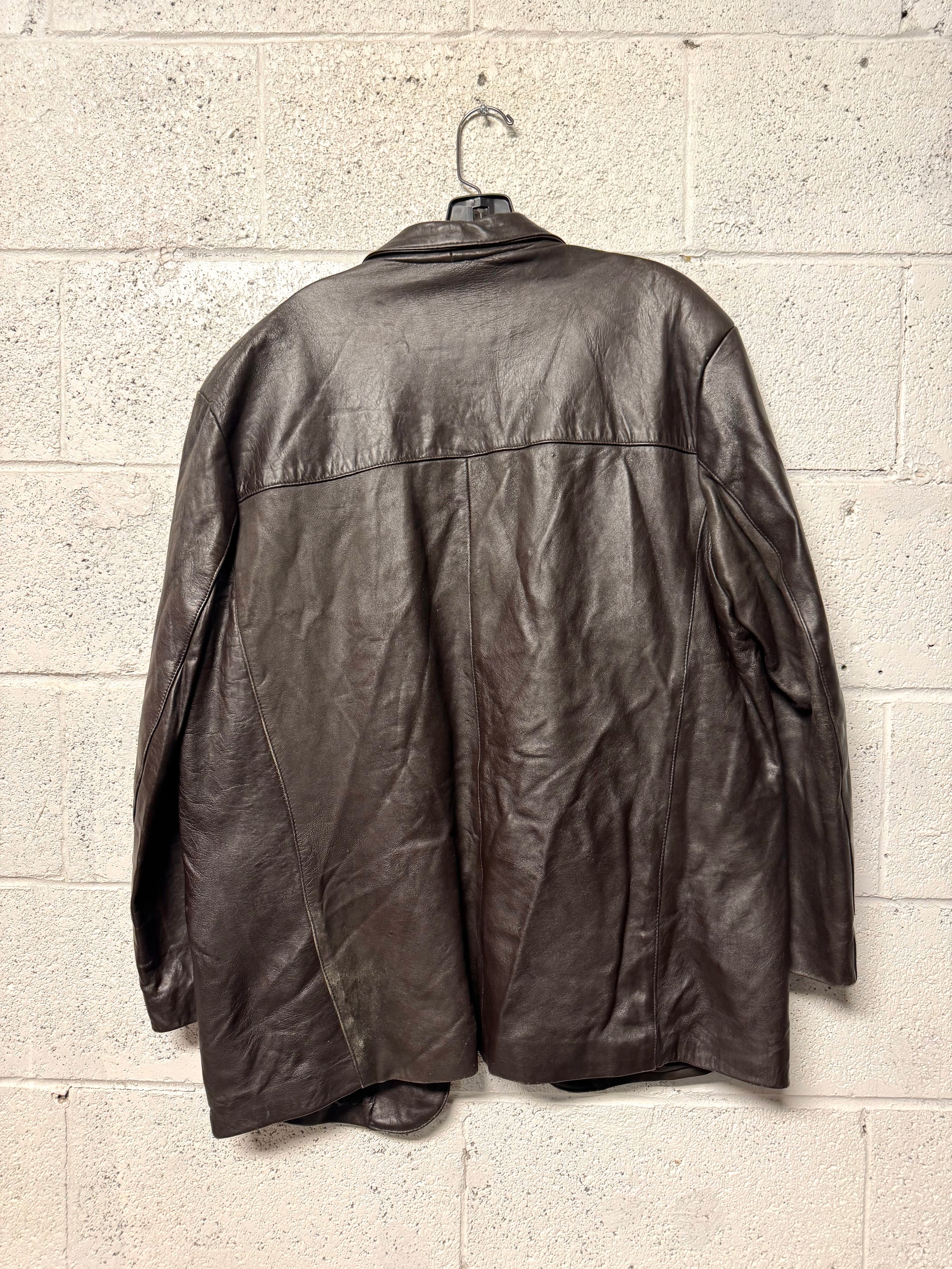 Veste en Cuir MDK Marron Foncé