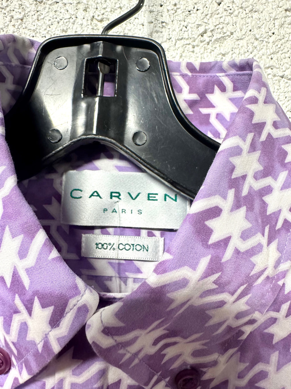 Chemise imprimé pied de poule violet et blanc Carven Paris