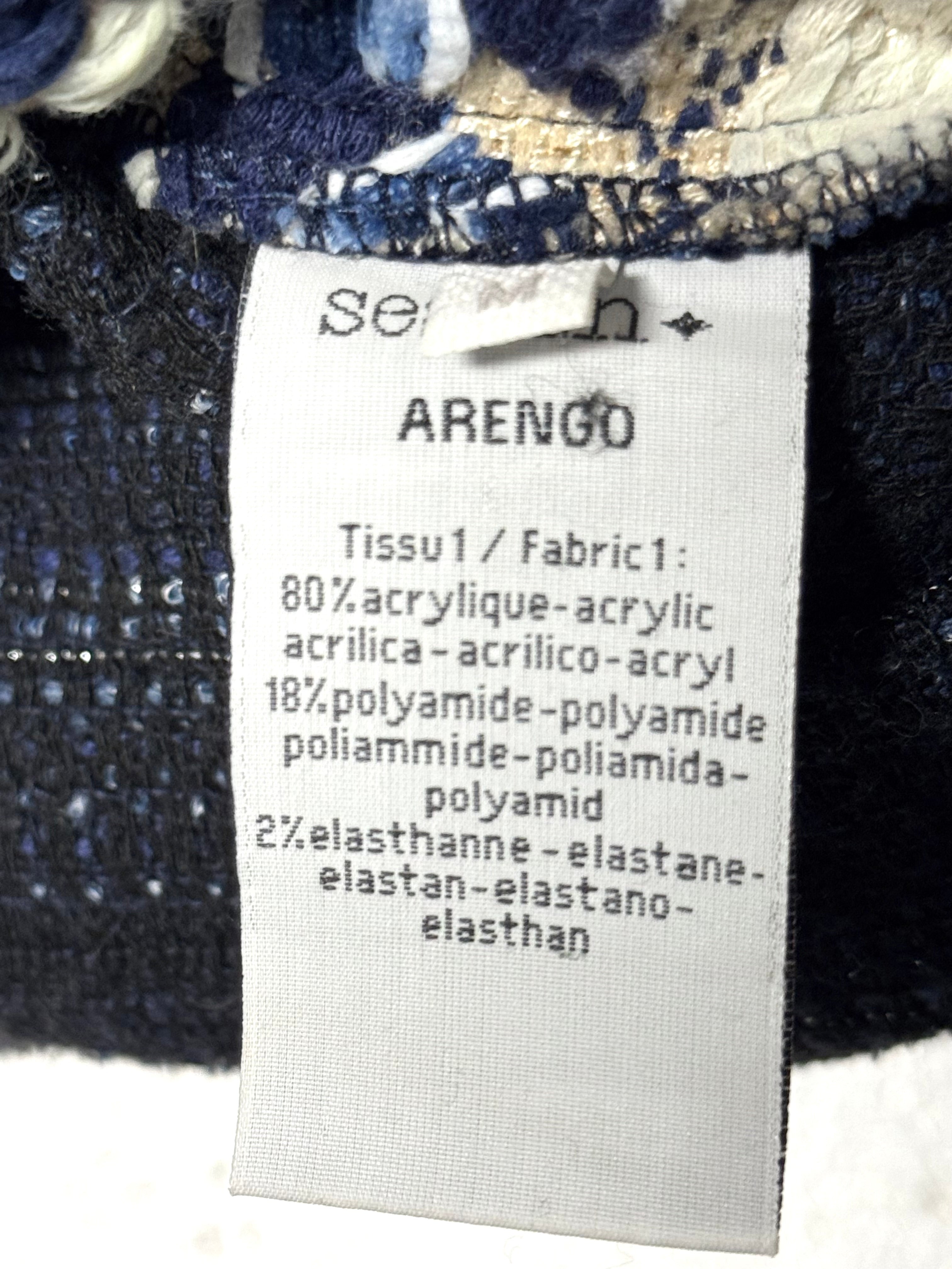 Tricot manche longue bleu, creme et paillletes Sessùn