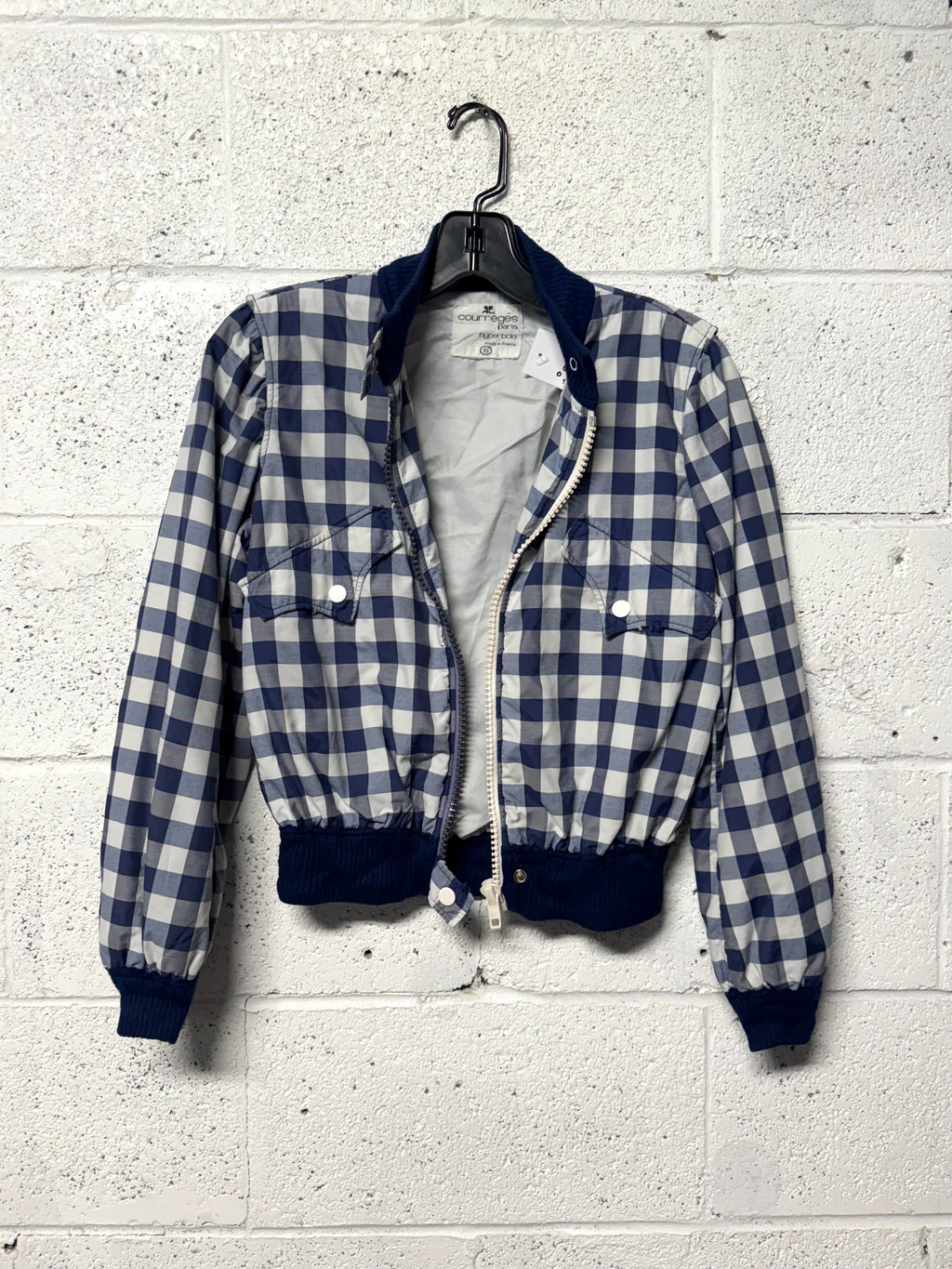 Blouson carreaux crop Courrèges