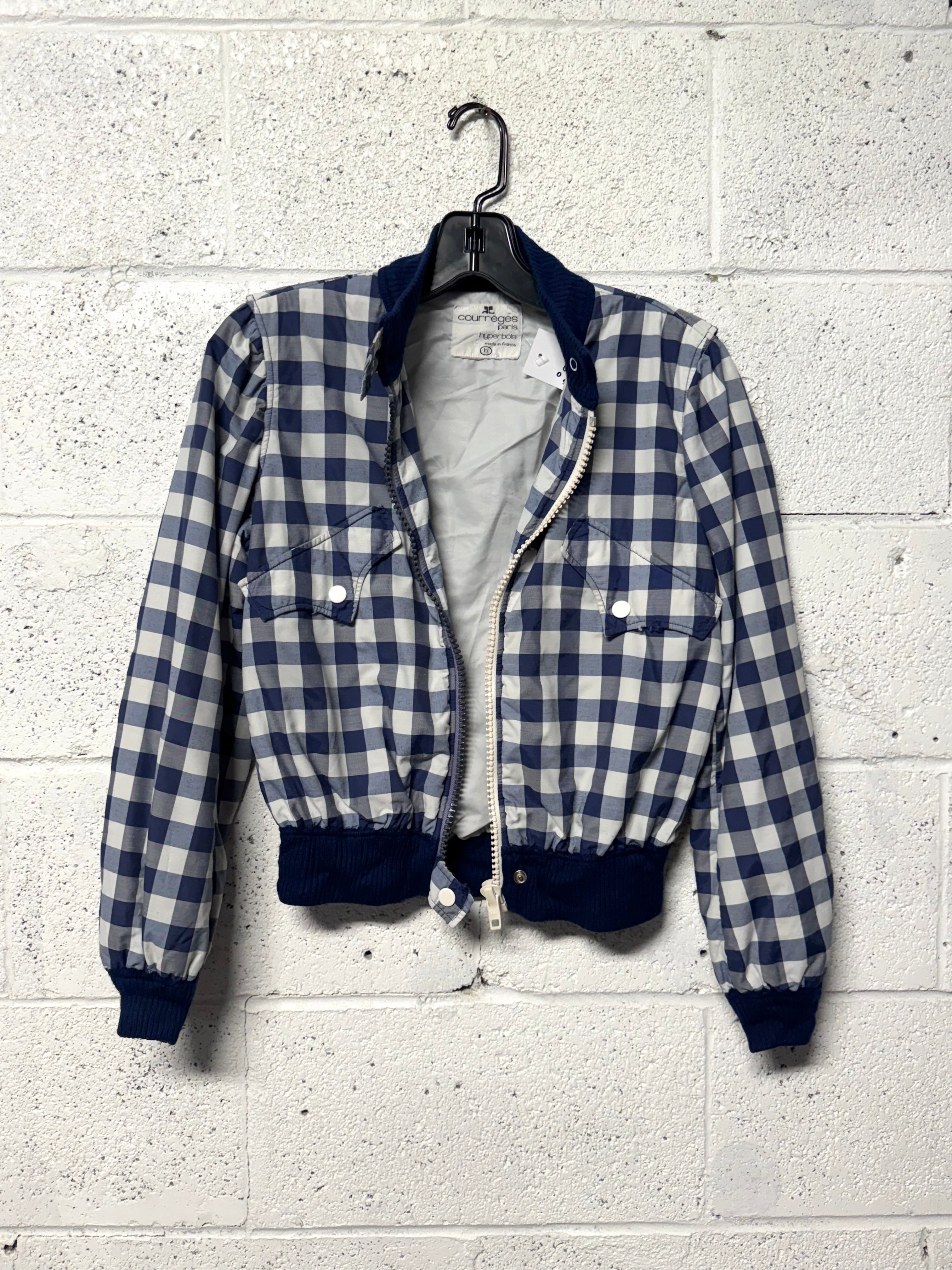 Blouson carreaux crop Courrèges