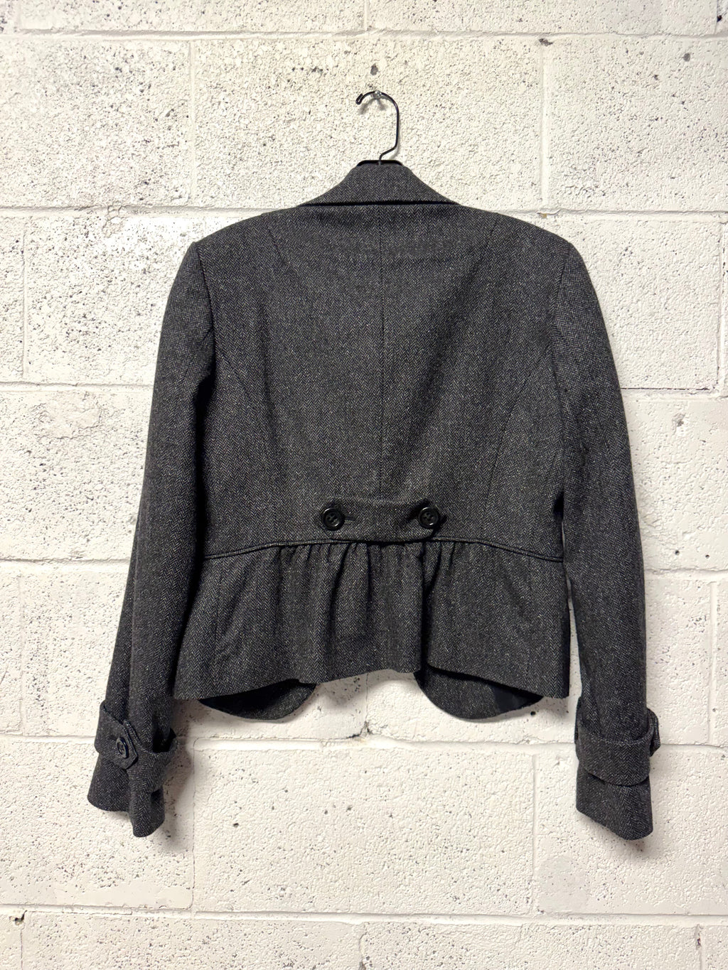 Veste courte lainage chevron chiné gris Y2k United Colors Of Benetton