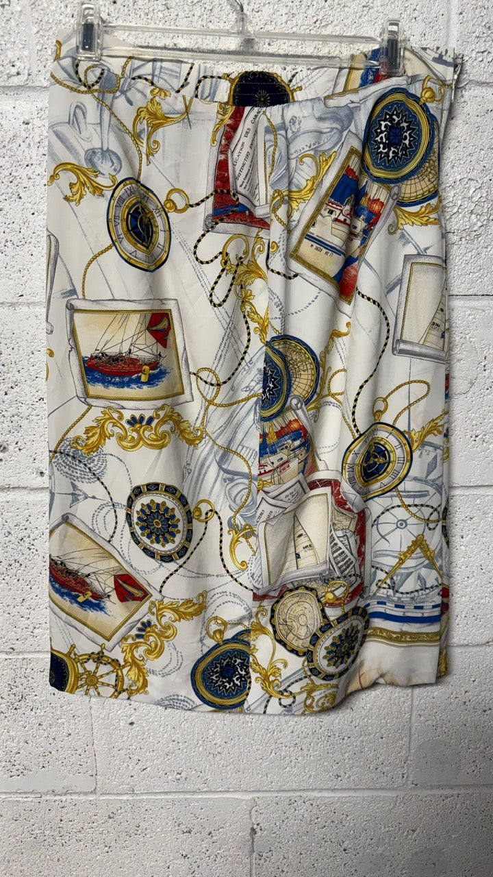 Jupe longue Blanche à motifs Devernois
