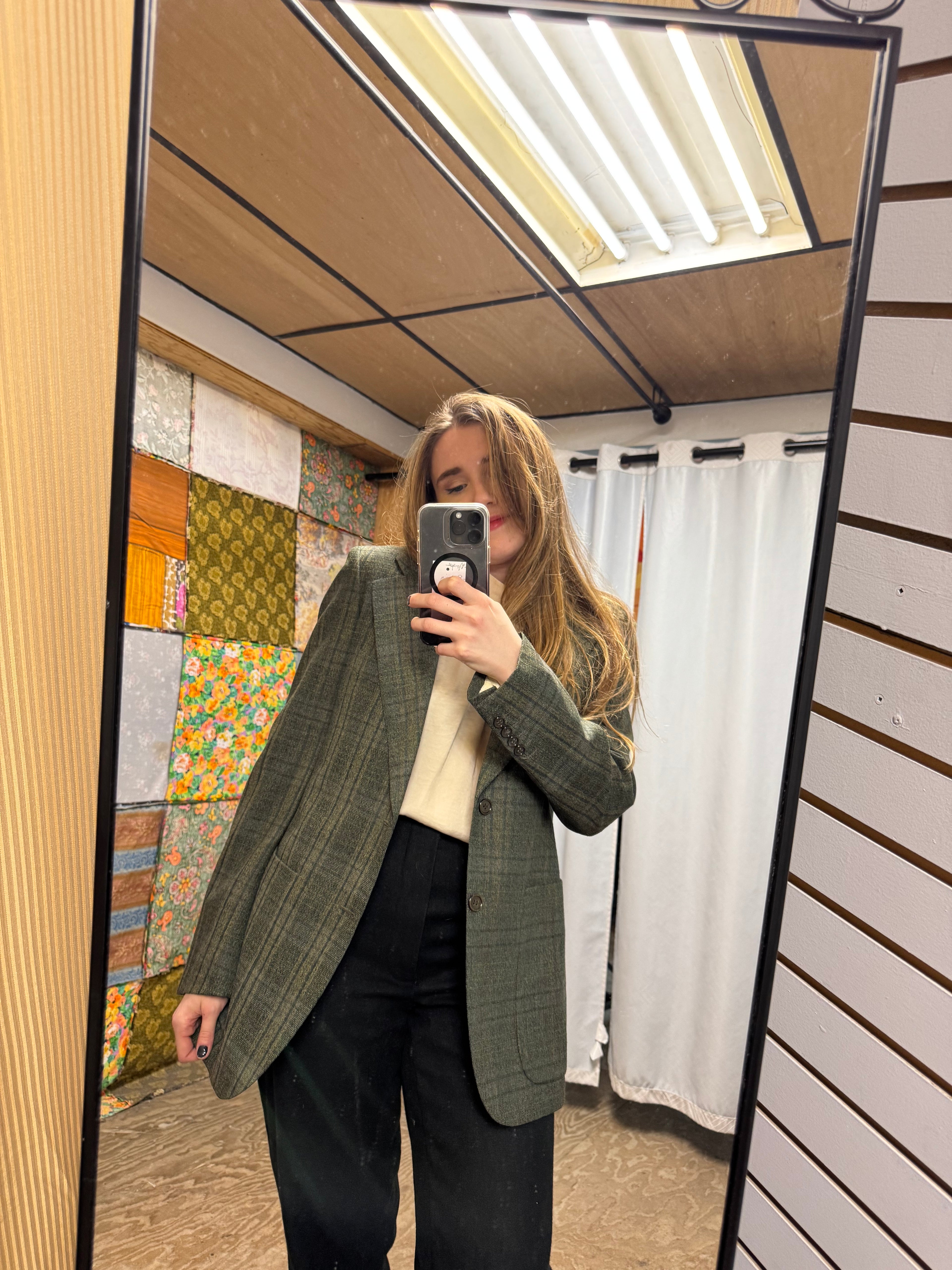 Blazer carreaux vert Lanvin