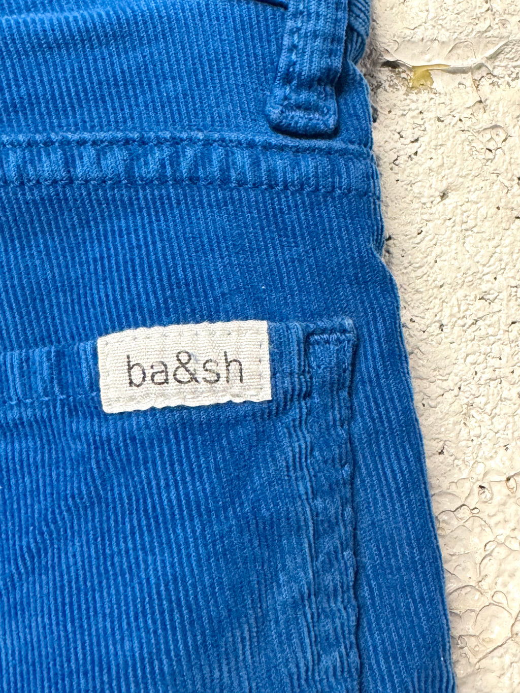 Jeans velour slim taille haute bleu vif Bash