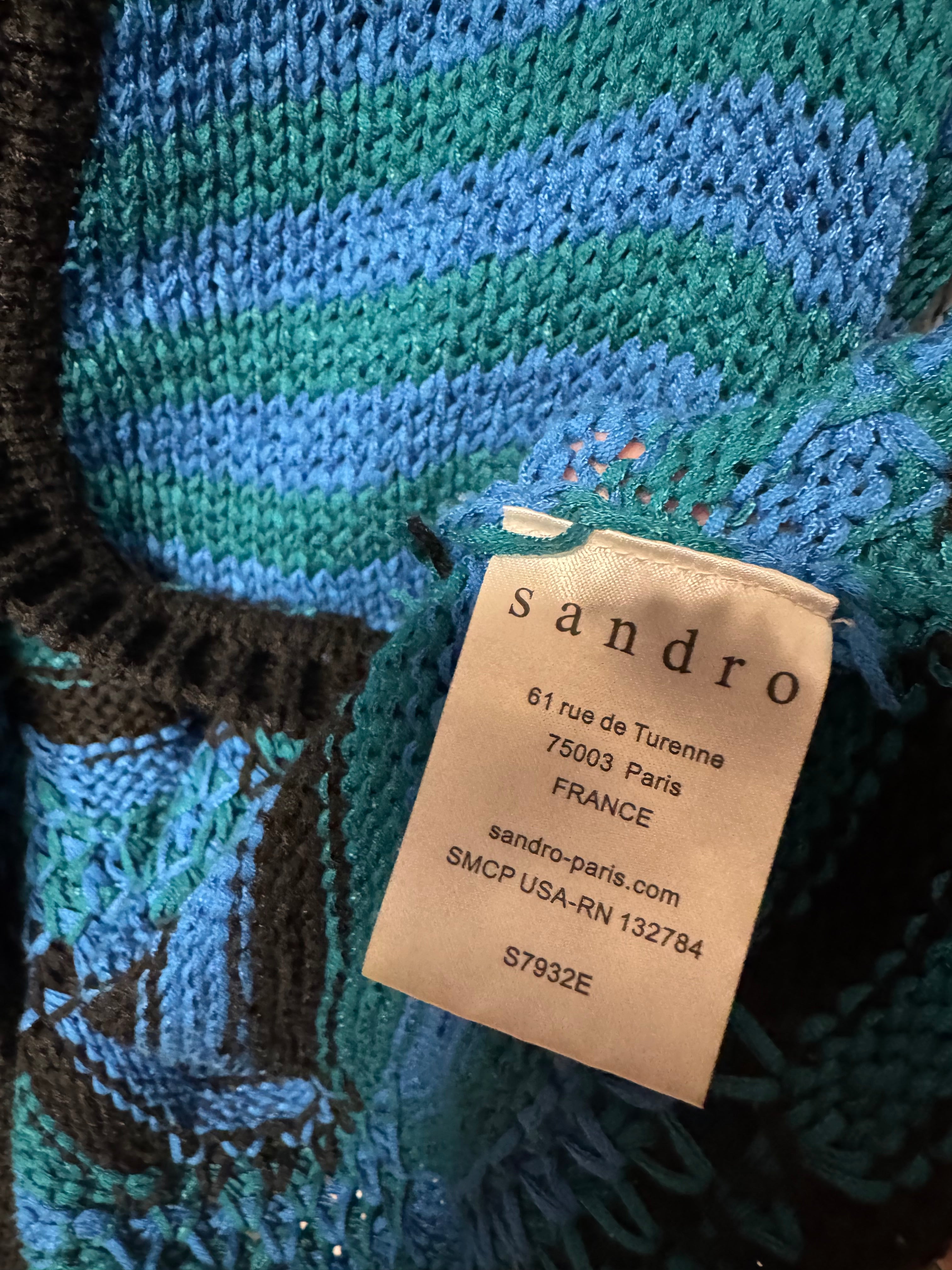 Cardigan Sandro Bleu et Vert