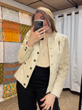 Veste en Cuir Blanc Cassé Heine