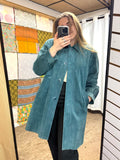 Veste en Cuir Bleu-Vert Hercopell Années 90
