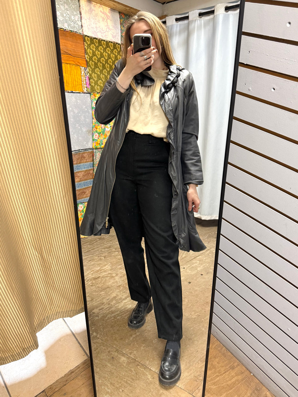 Veste en Cuir Anthracite