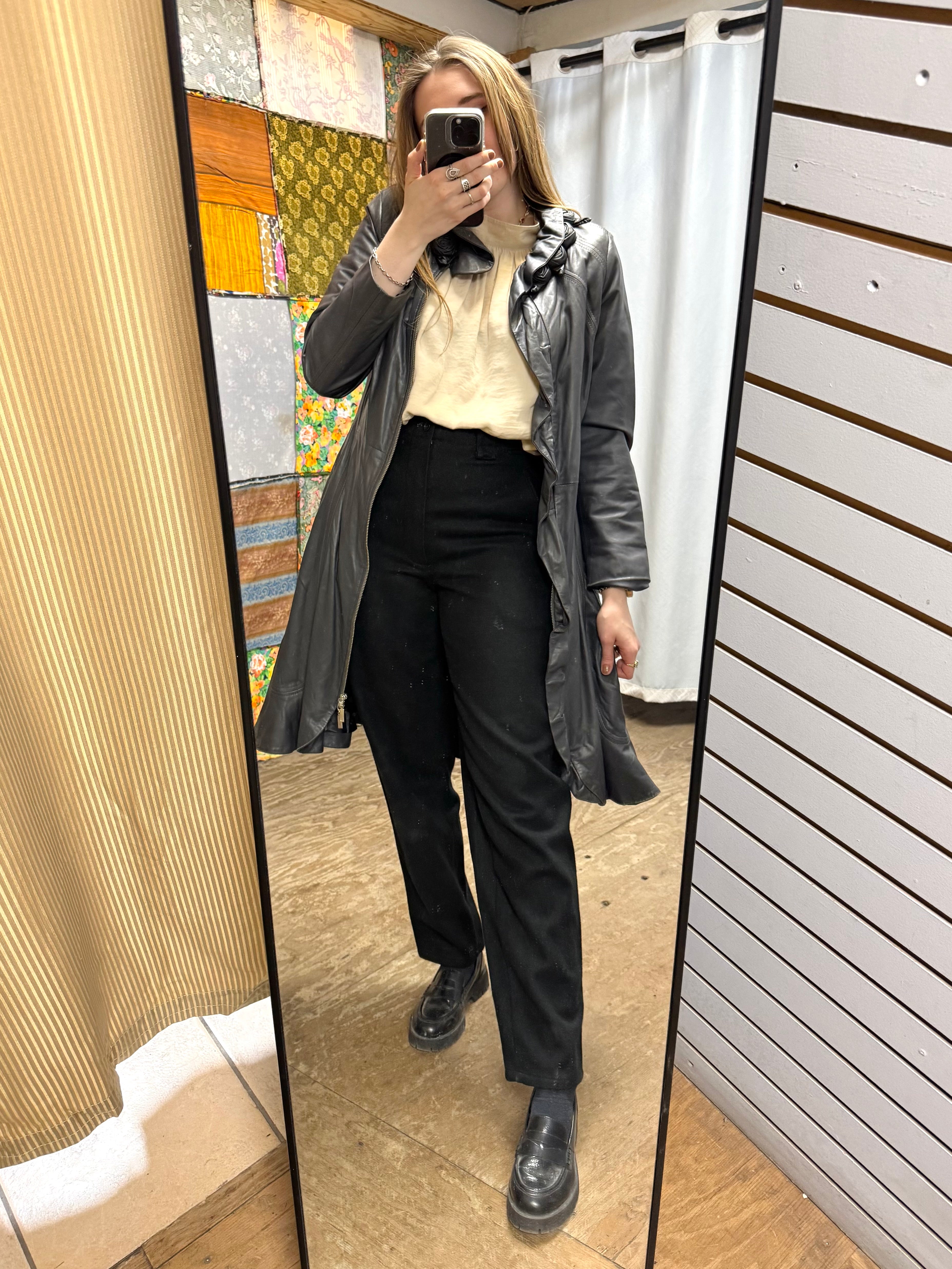 Veste en Cuir Anthracite
