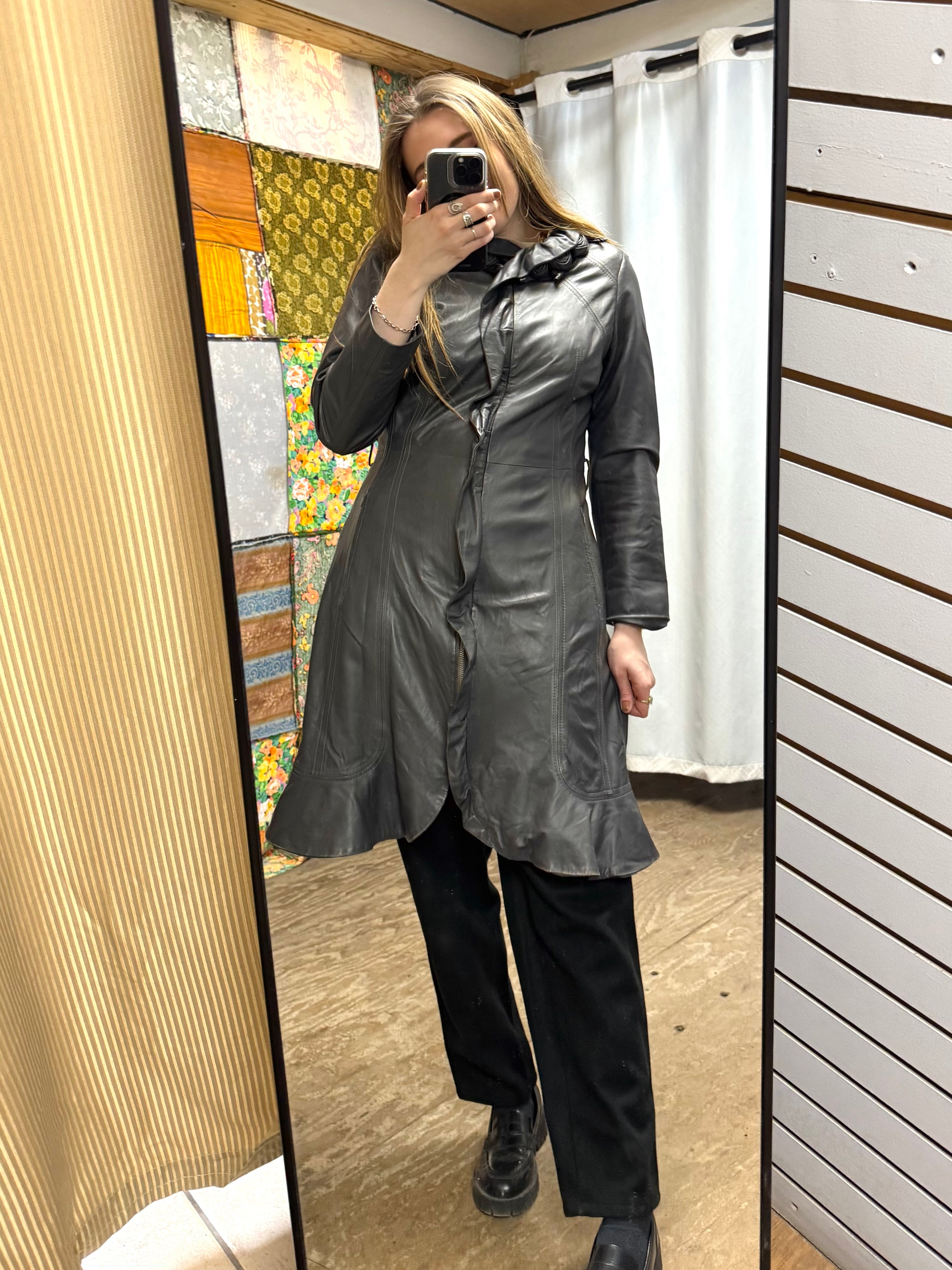 Veste en Cuir Anthracite