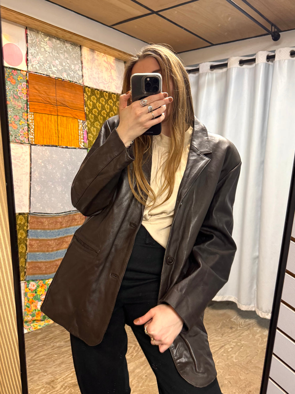 Veste en Cuir MDK Marron Foncé