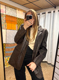 Veste en Cuir MDK Marron Foncé