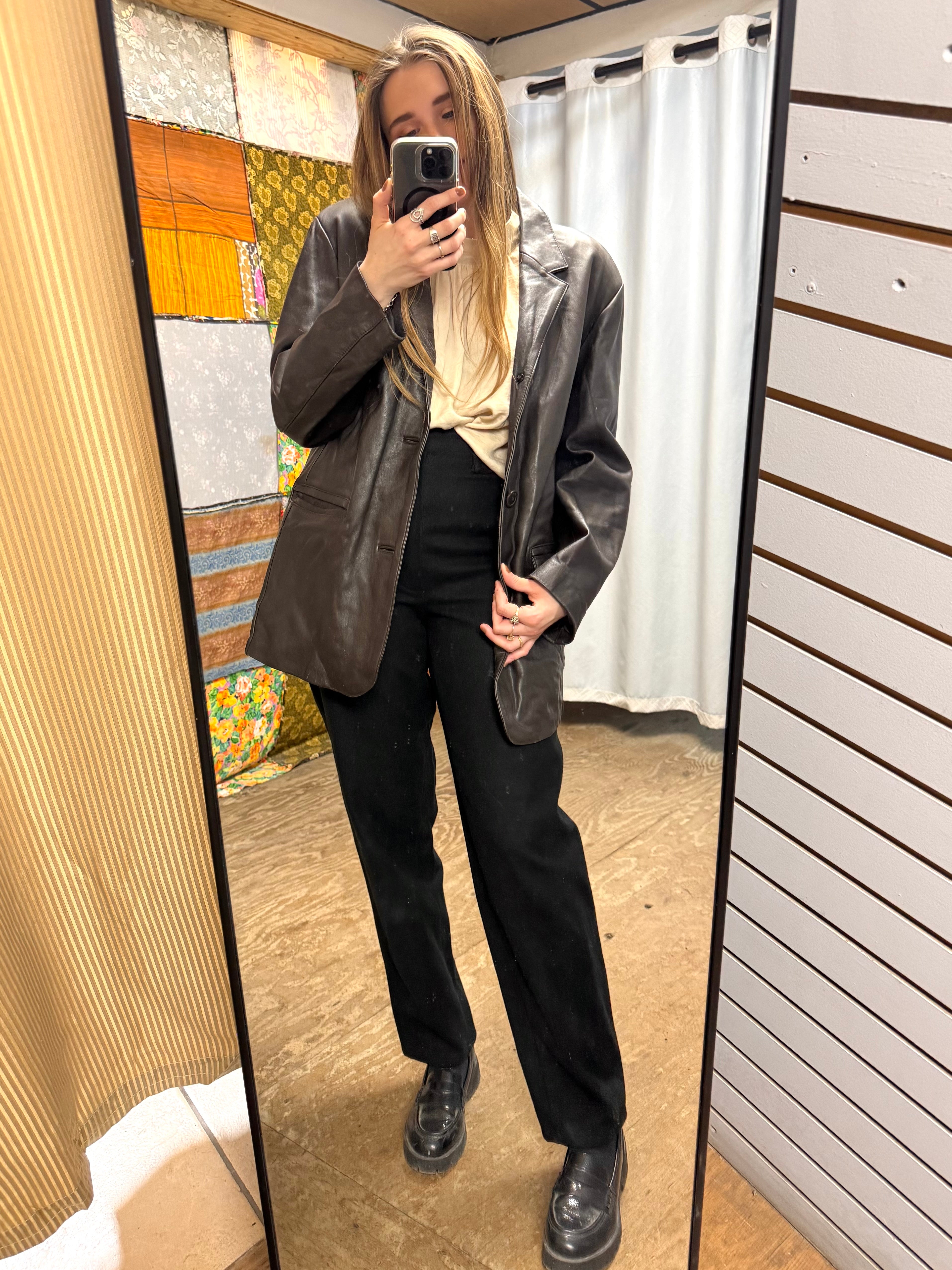 Veste en Cuir MDK Marron Foncé