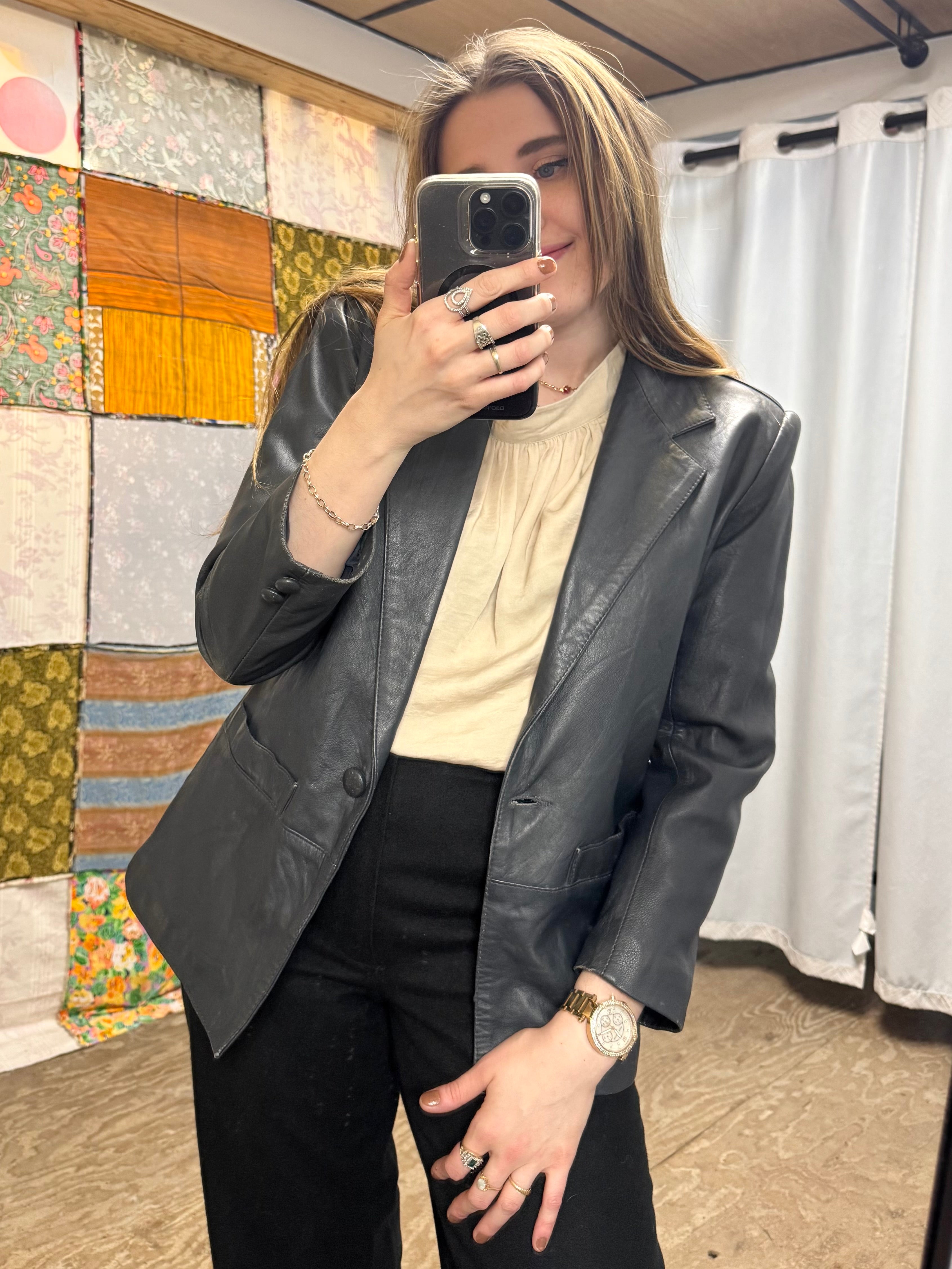 Blazer en Cuir Années 80