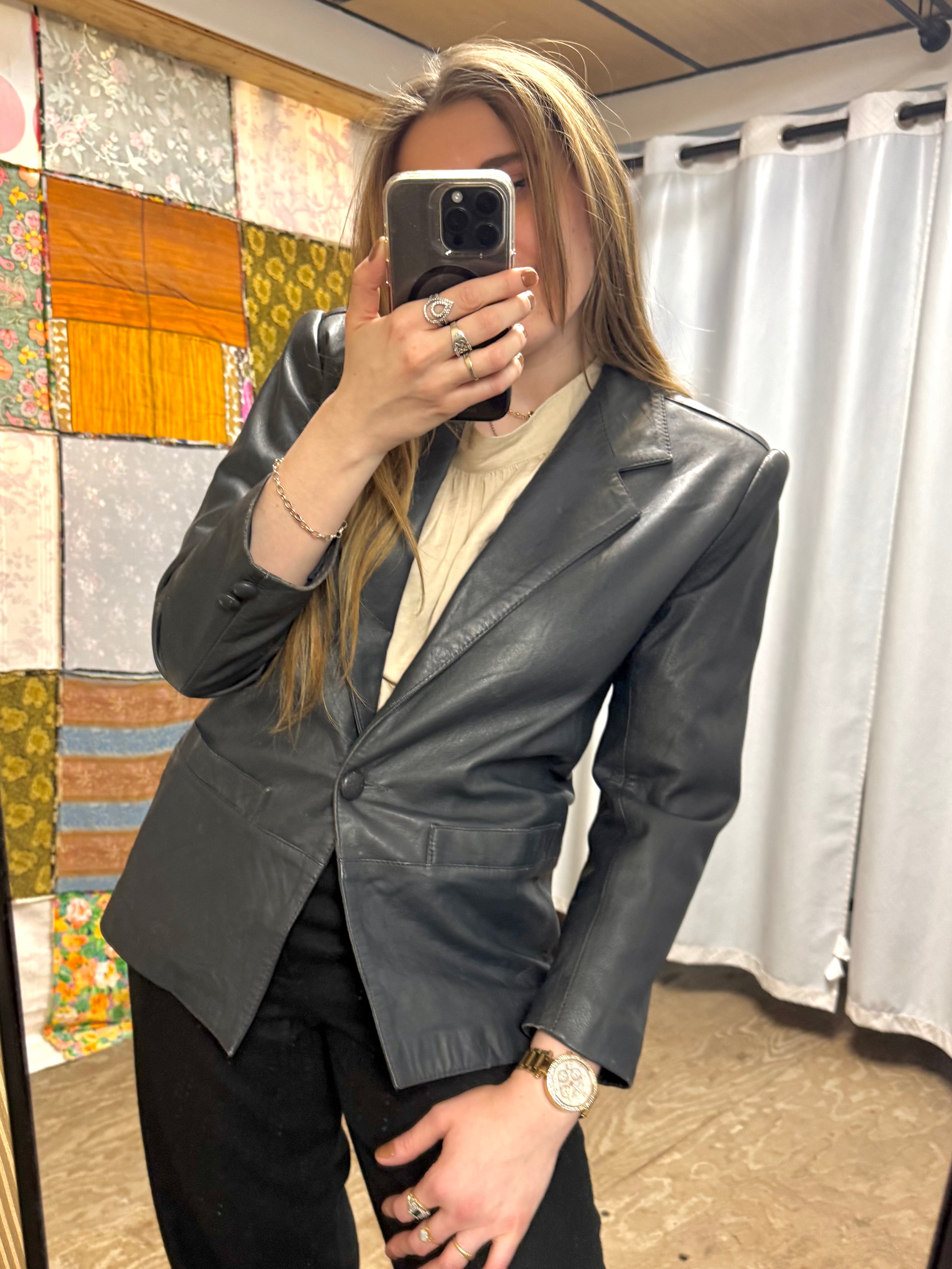 Blazer en Cuir Années 80