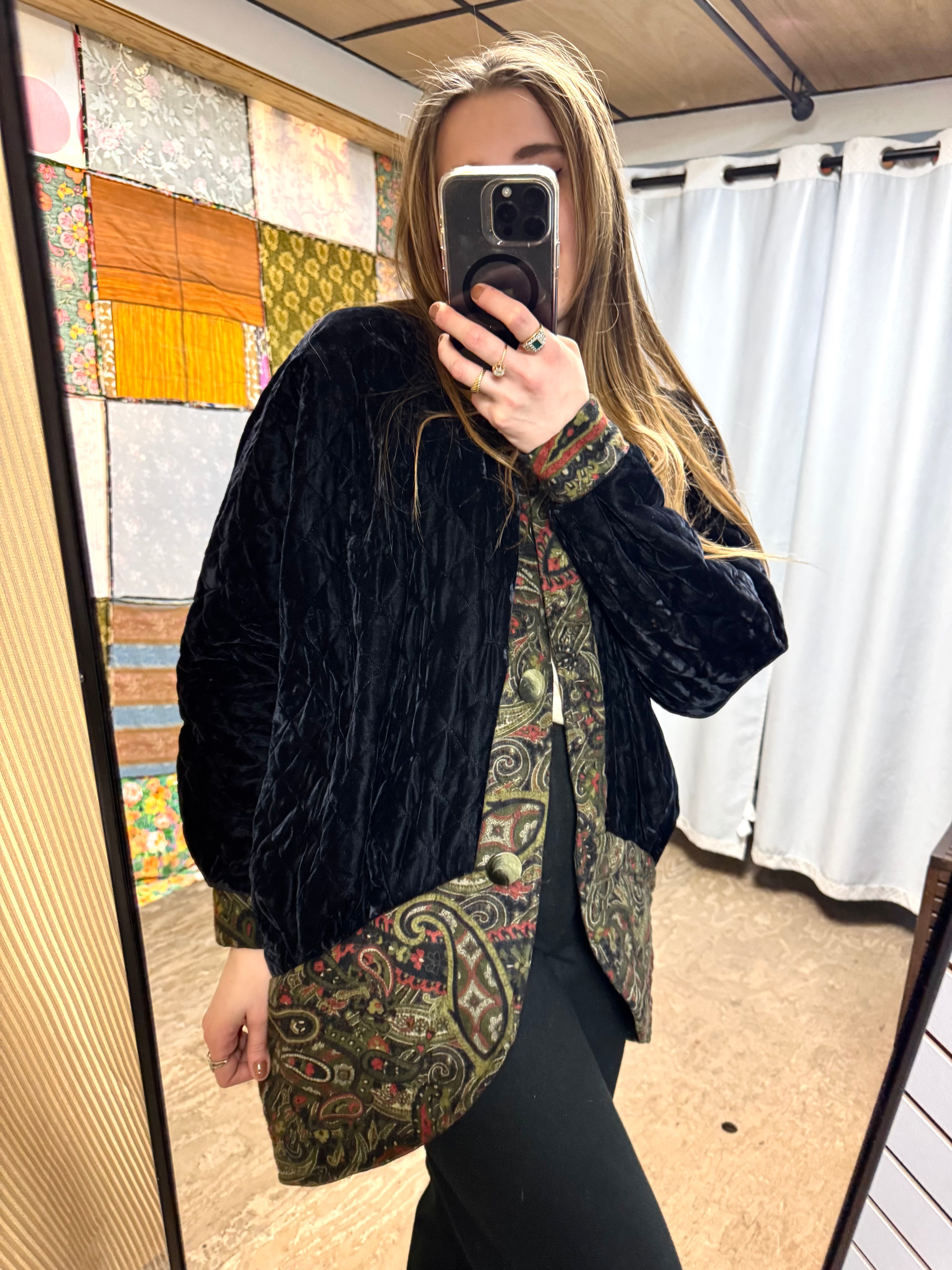 Manteau en Velours Matelassé 80’s