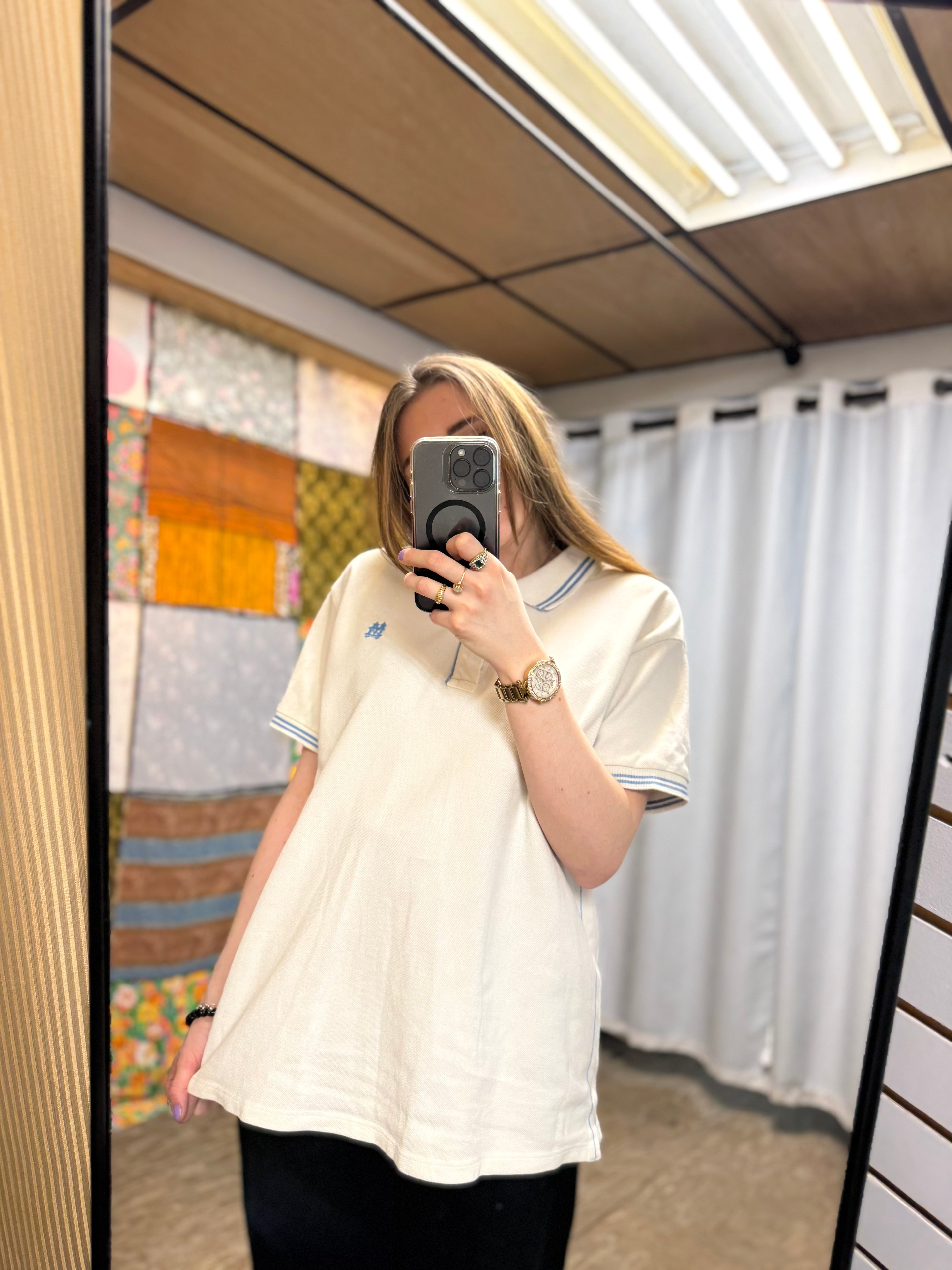 Polo MZGZ Brand Blanc Bleu