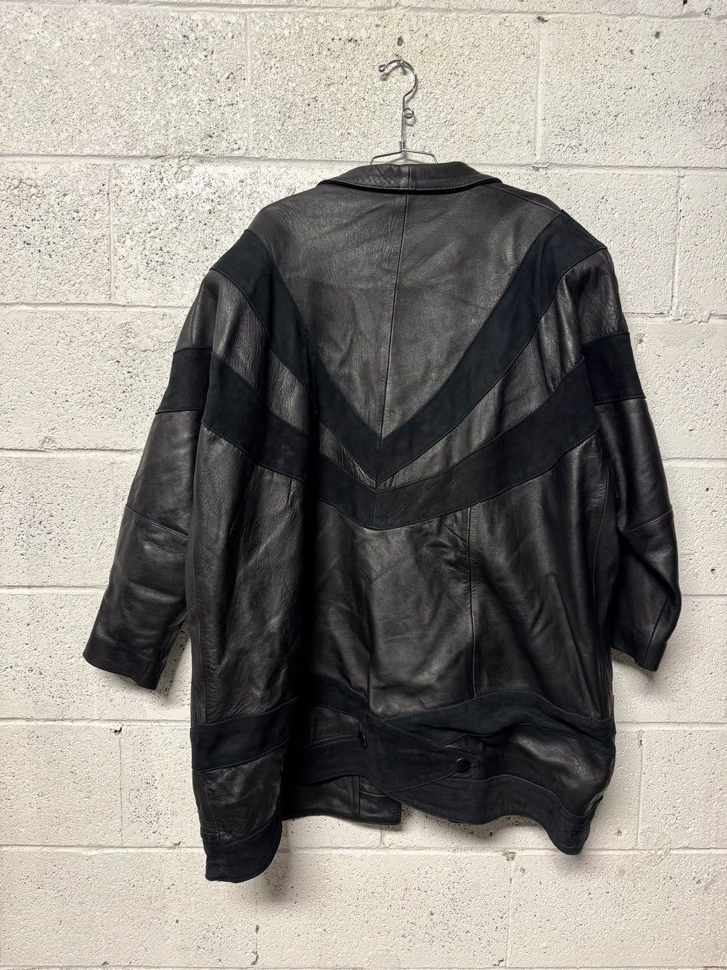 Veste en Cuir avec Bandes en Cuir