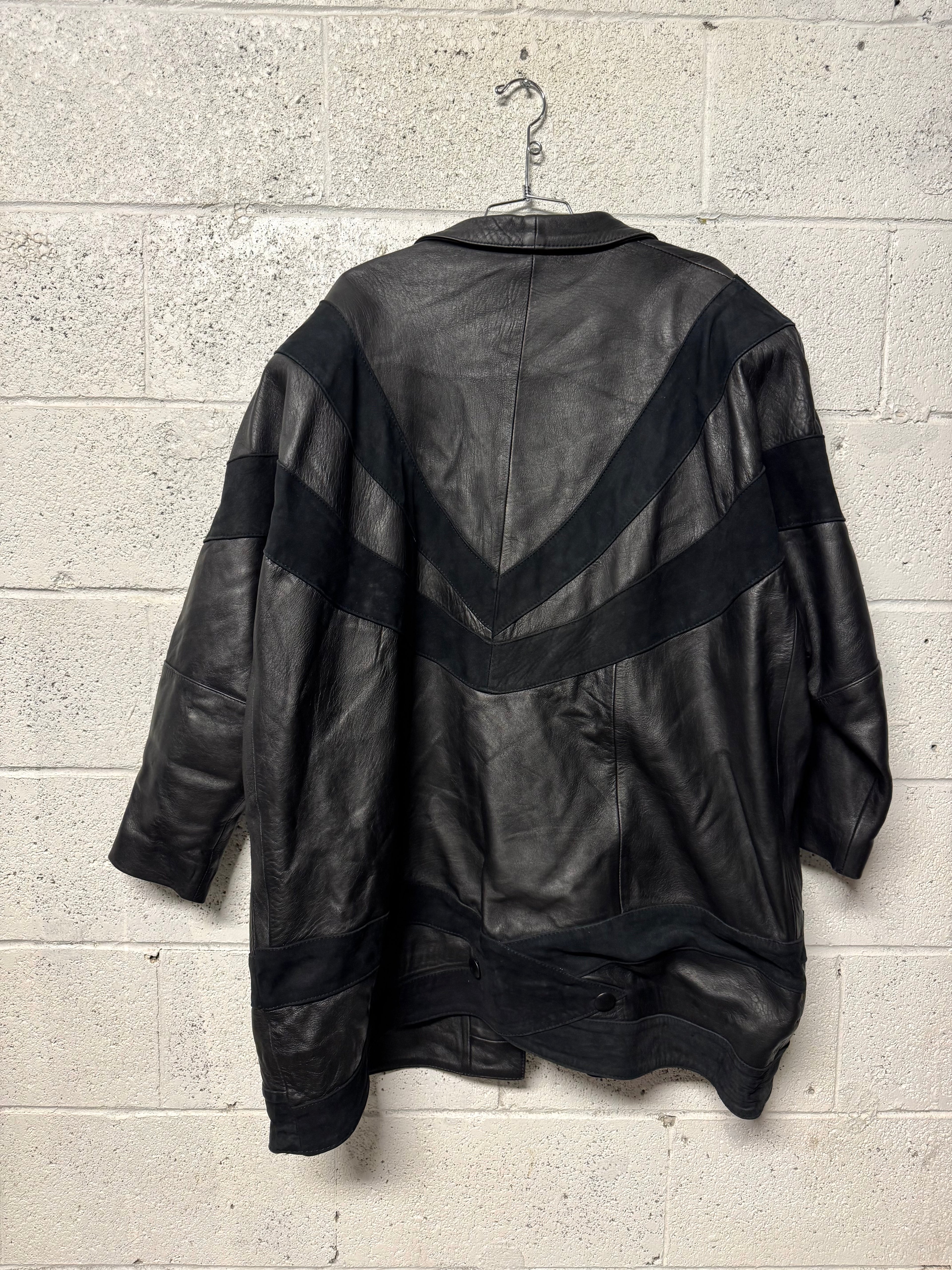 Veste en Cuir avec Bandes en Cuir